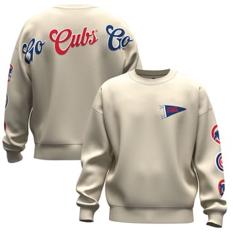 Unisex Fanatics  Tan Chicago Cubs Spirit Jersey Fleece Crewneck Pennant Sweatshirt