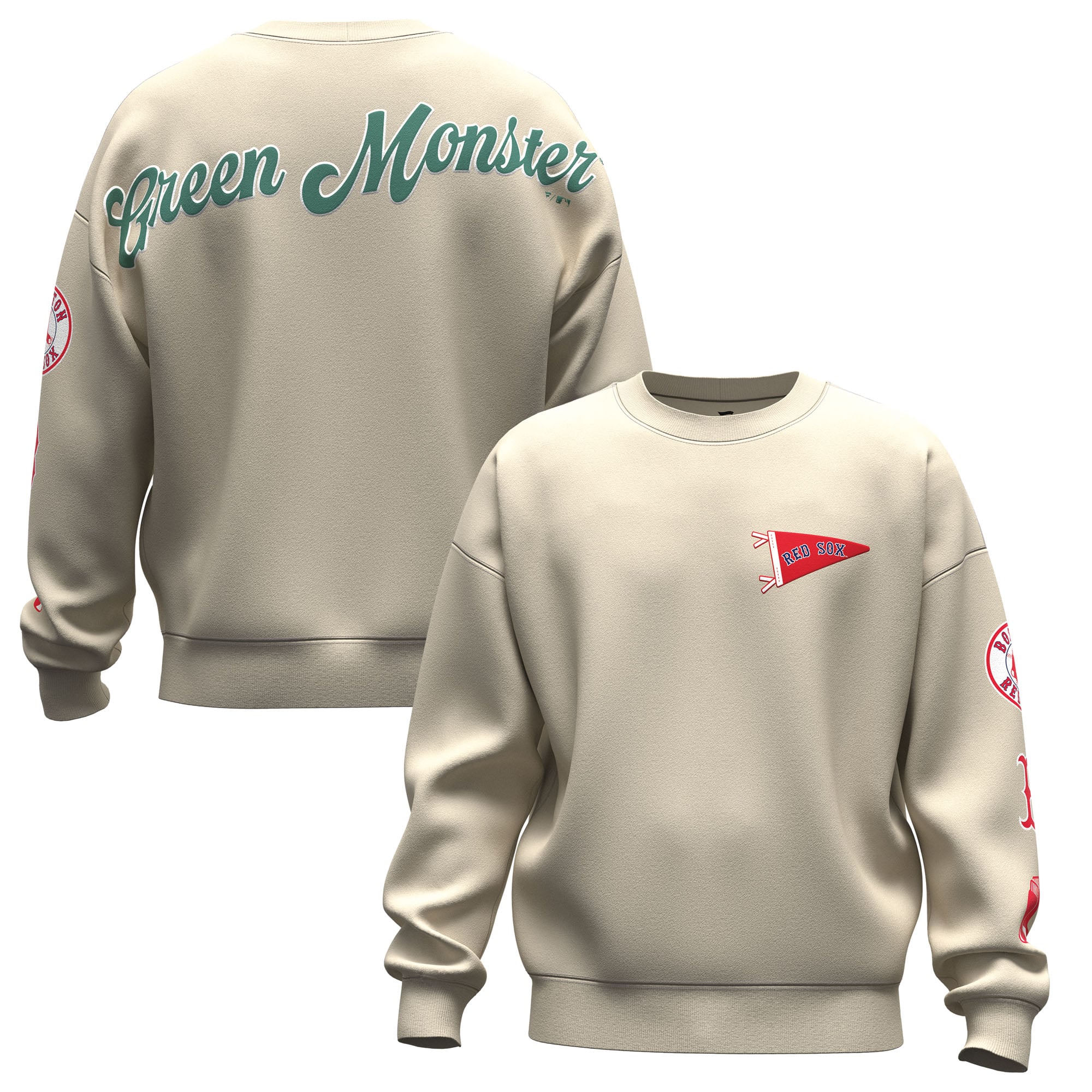 Unisex Fanatics Tan Boston Red Sox Spirit Jersey Fleece Crewneck Pennant Sweatshirt