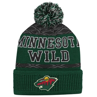 Minnesota Wild Green Puck Cuffed Knit Hat with Pom