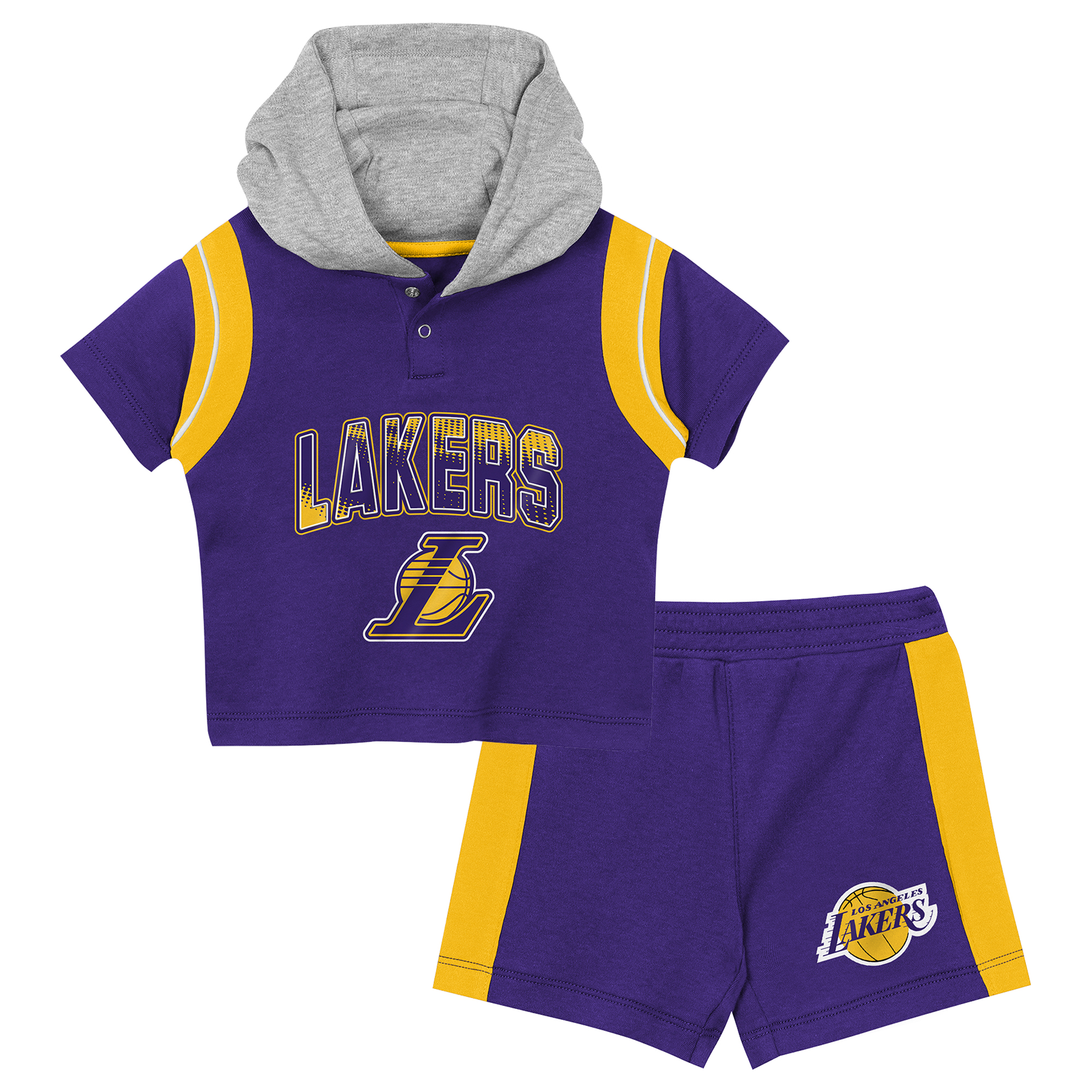 Toddler Outerstuff Purple Los Angeles Lakers Get Back Short Sleeve Hoodie & Shorts Two-Pack Set