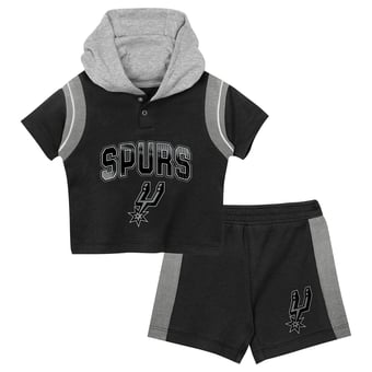 Toddler Outerstuff Black San Antonio Spurs Get Back Short Sleeve Hoodie & Shorts Two-Pack Set