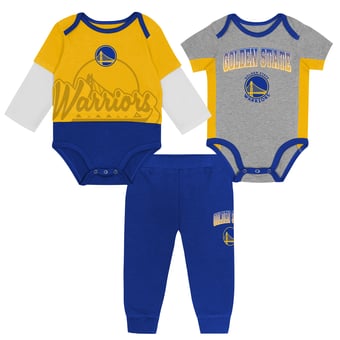 Infant Outerstuff Golden State Warriors Rim Protectors Three-Piece Bodysuit & Pants Set