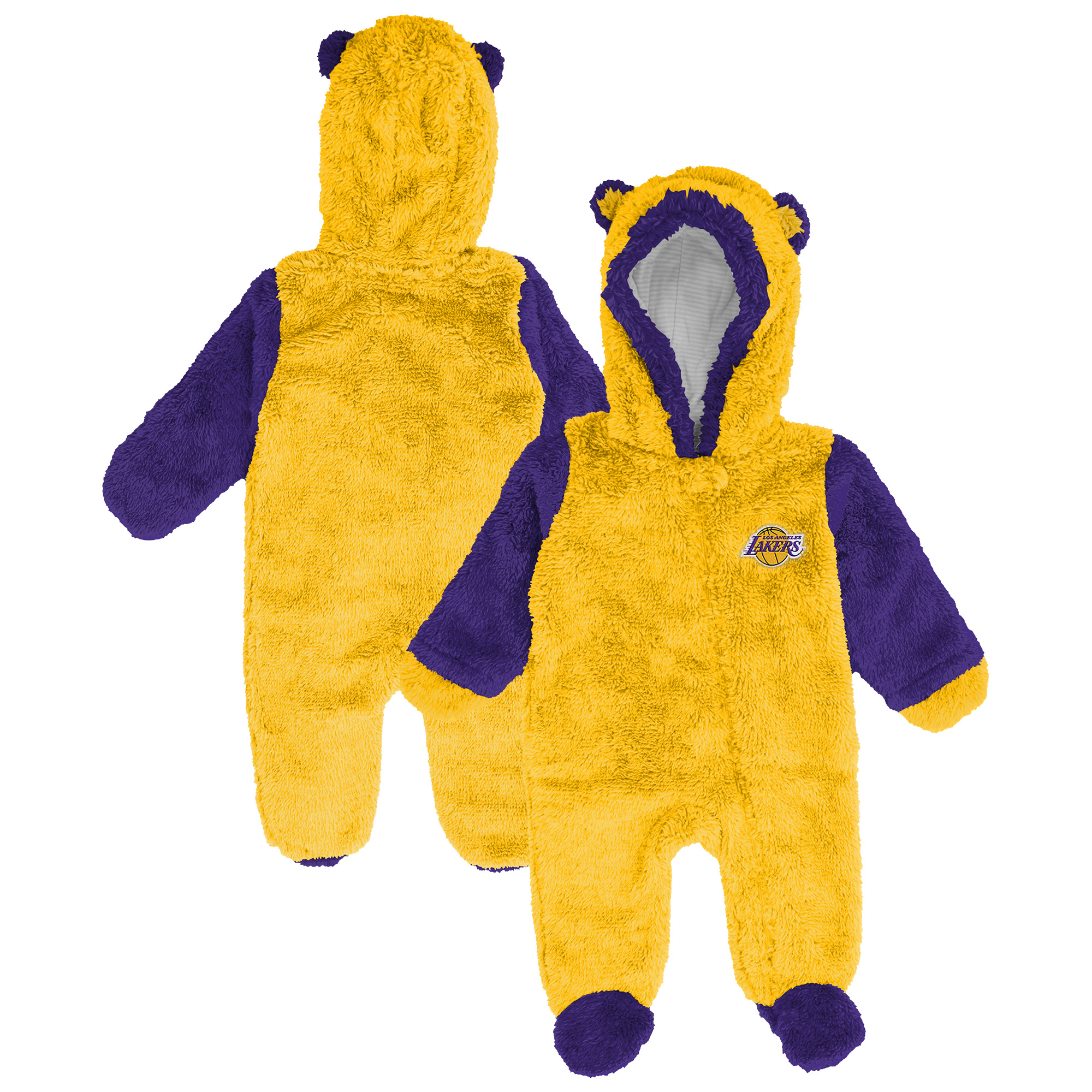 Newborn & Infant Outerstuff Gold Los Angeles Lakers Stay Napping Fleece Bunting Full-Zip Sleeper