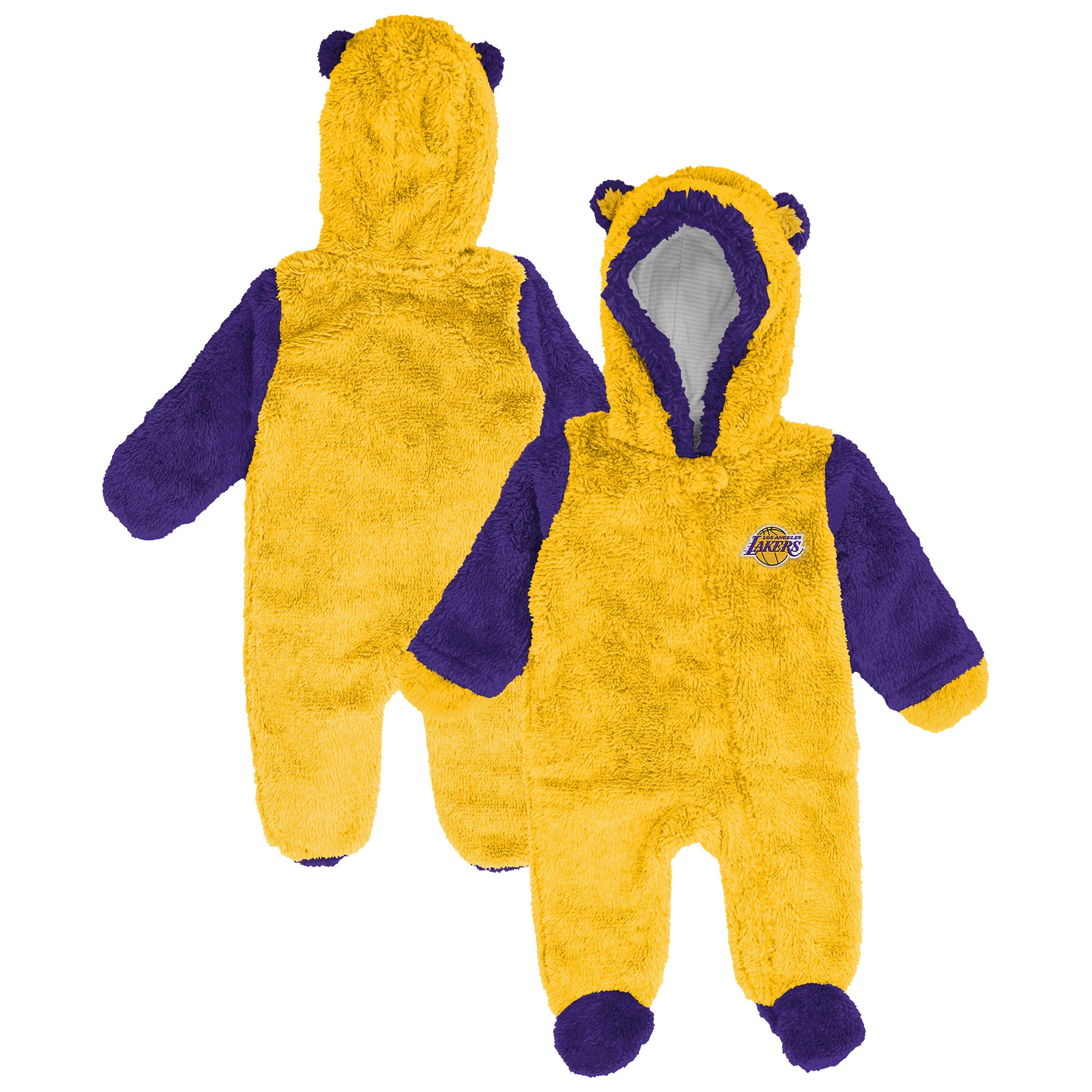 Newborn & Infant Outerstuff Gold Los Angeles Lakers Stay Napping Fleece Bunting Full-Zip Sleeper