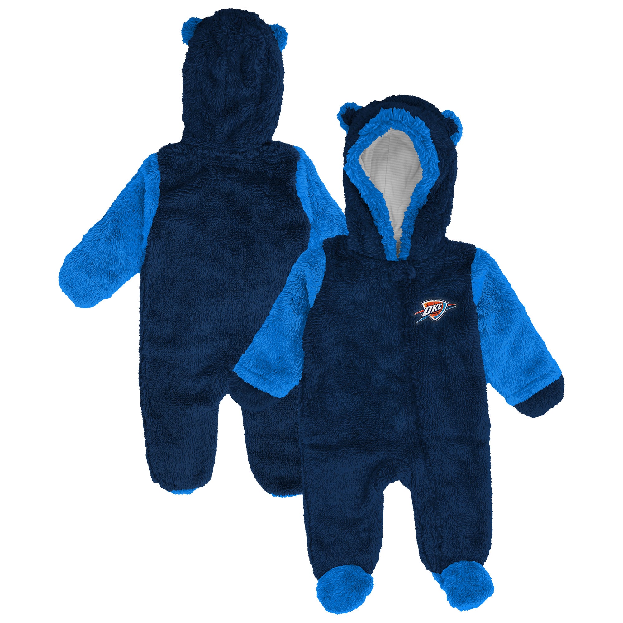 Newborn & Infant Outerstuff Navy Oklahoma City Thunder Stay Napping Fleece Bunting Full-Zip Sleeper