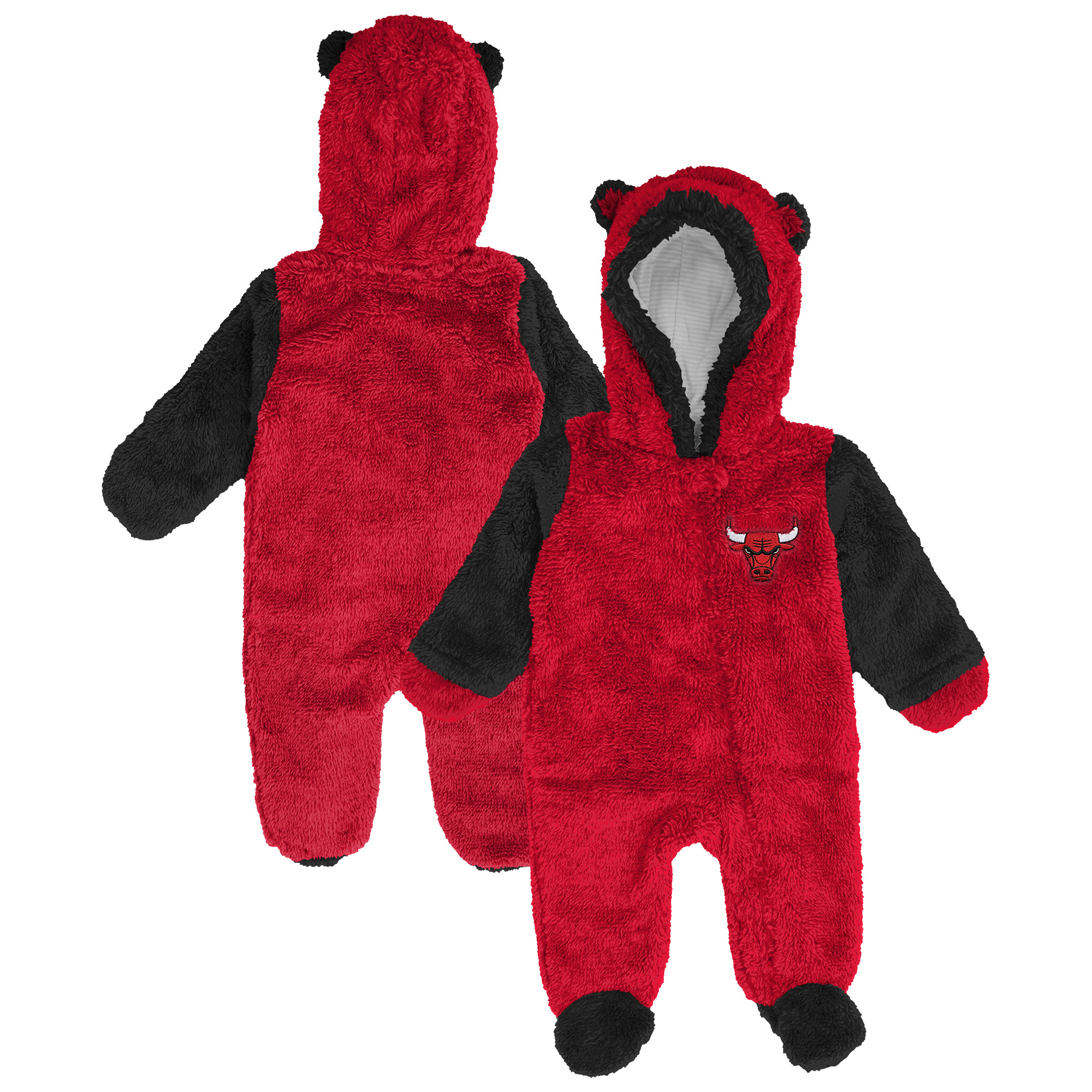 Newborn & Infant Outerstuff Red Chicago Bulls Stay Napping Fleece Bunting Full-Zip Sleeper