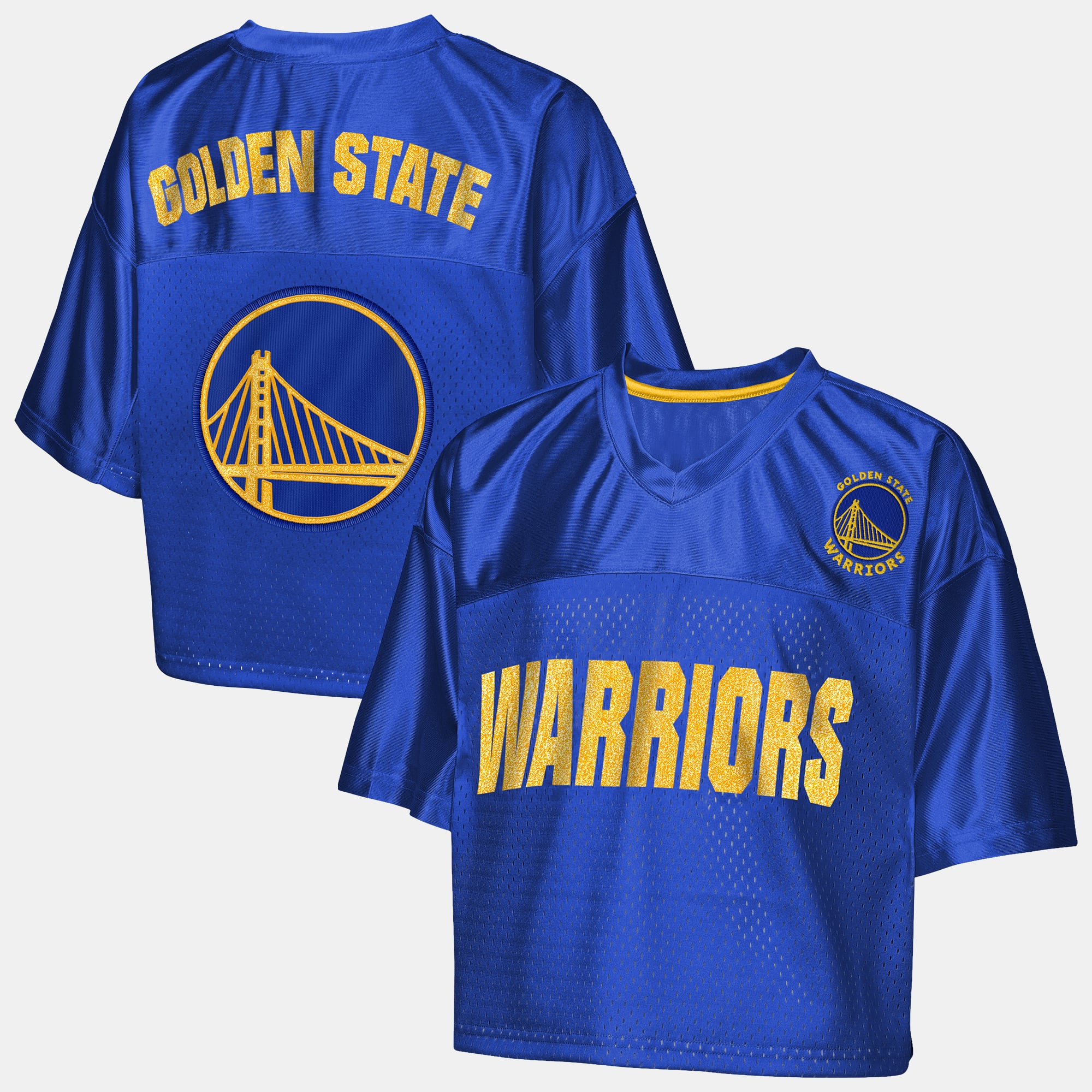 Girls Youth Outerstuff Royal Golden State Warriors Points in Paint Crop V-Neck T-Shirt