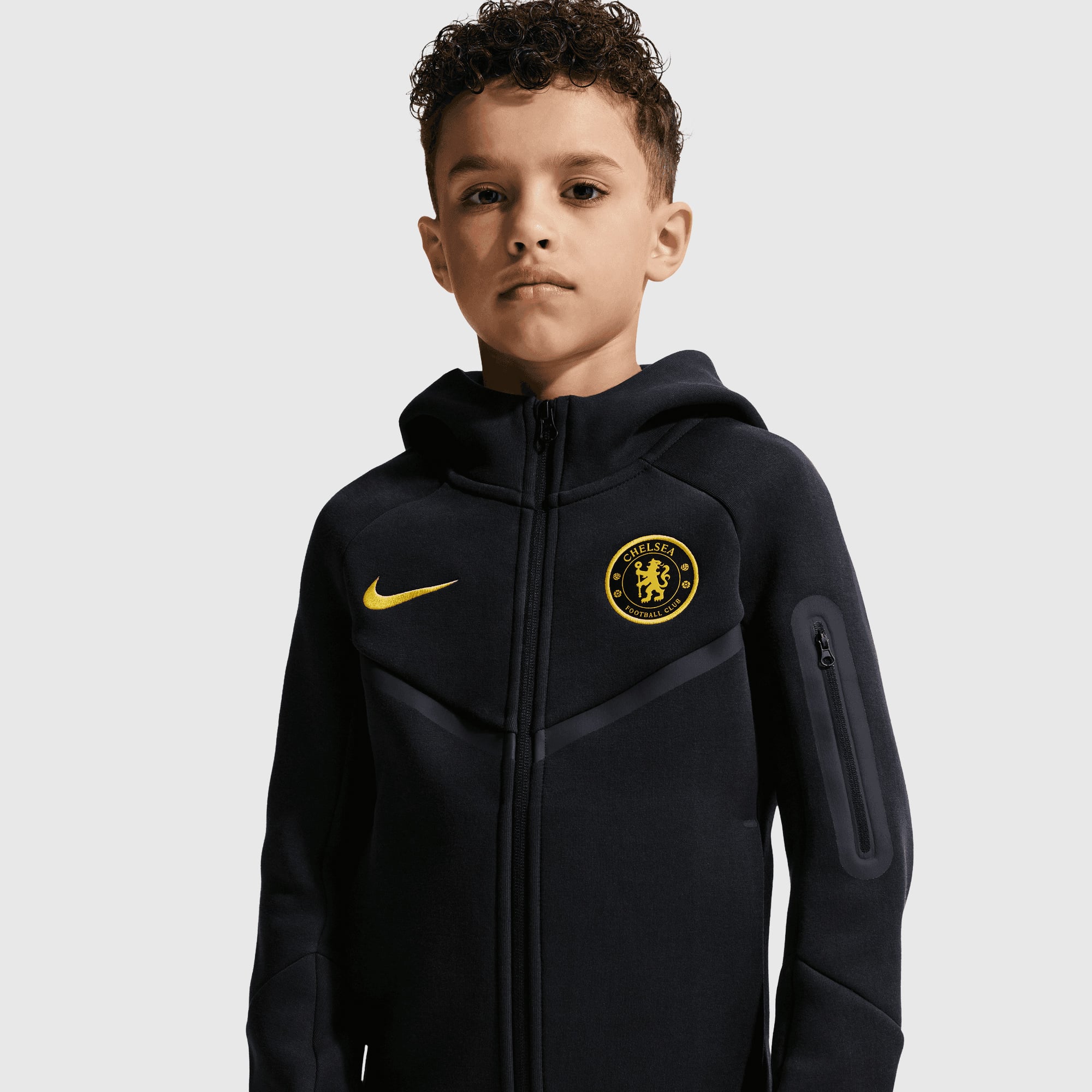 Chelsea Nike Tech Fleece Full Zip Hoodie - Pitch Blue - Kids