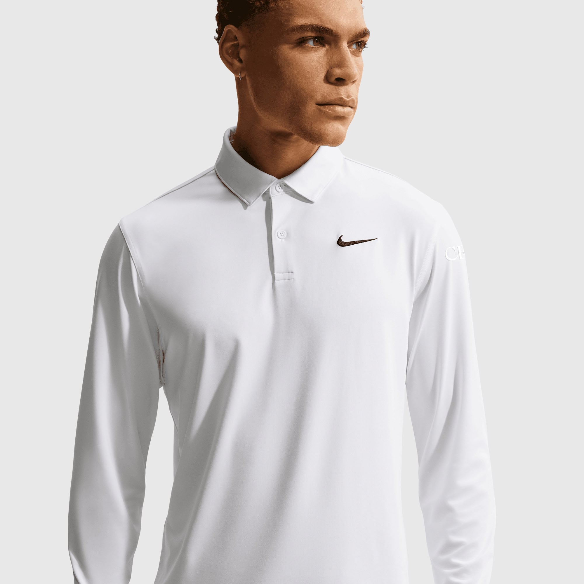 Chelsea Nike Dri-Fit Long Sleeve Golf Polo - White