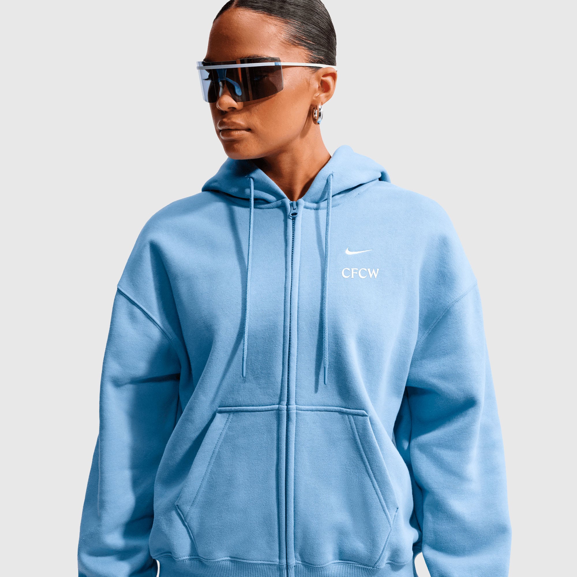 Chelsea CFCW Nike Kapuzenpullover mit durchgehendem Reißverschluss – Arbeitsblau – Damen