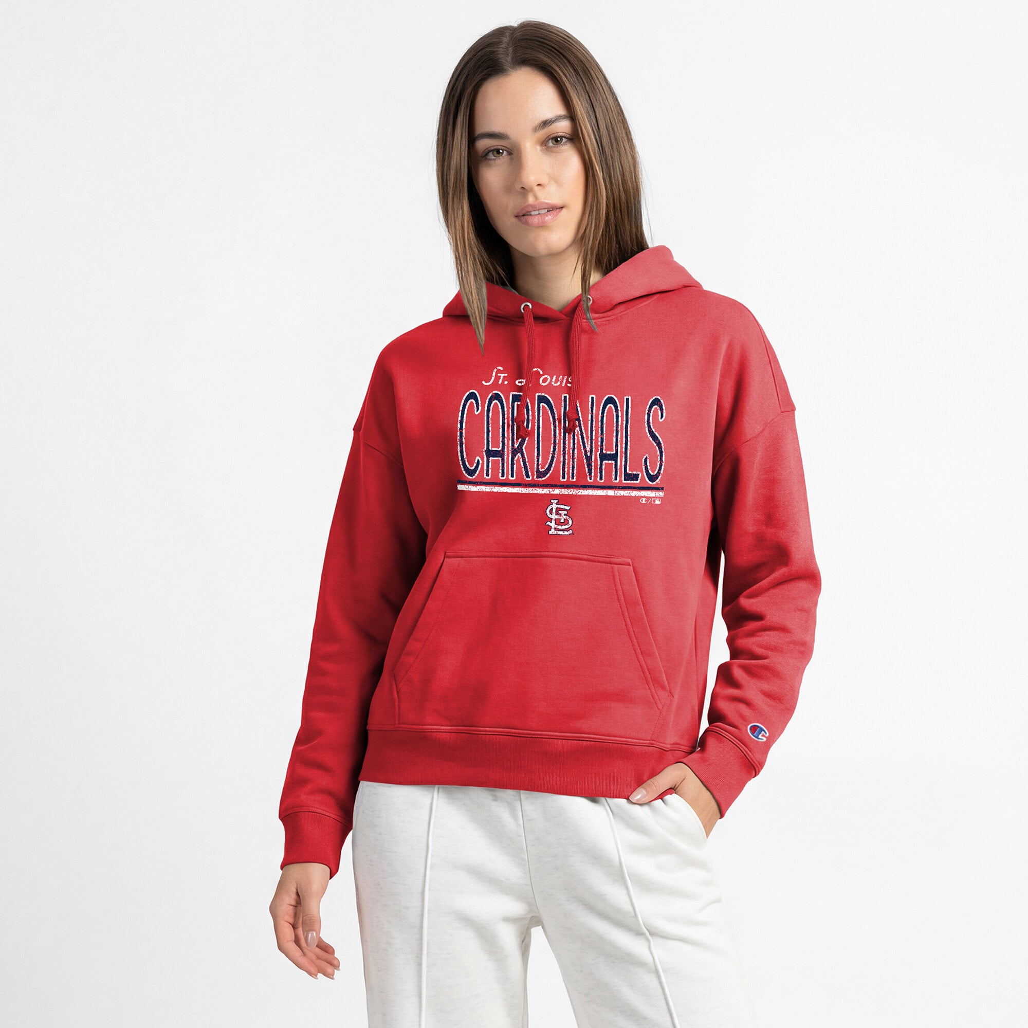 Women's Champion Red St. Louis Cardinals Vintage Powerblend Hoodie