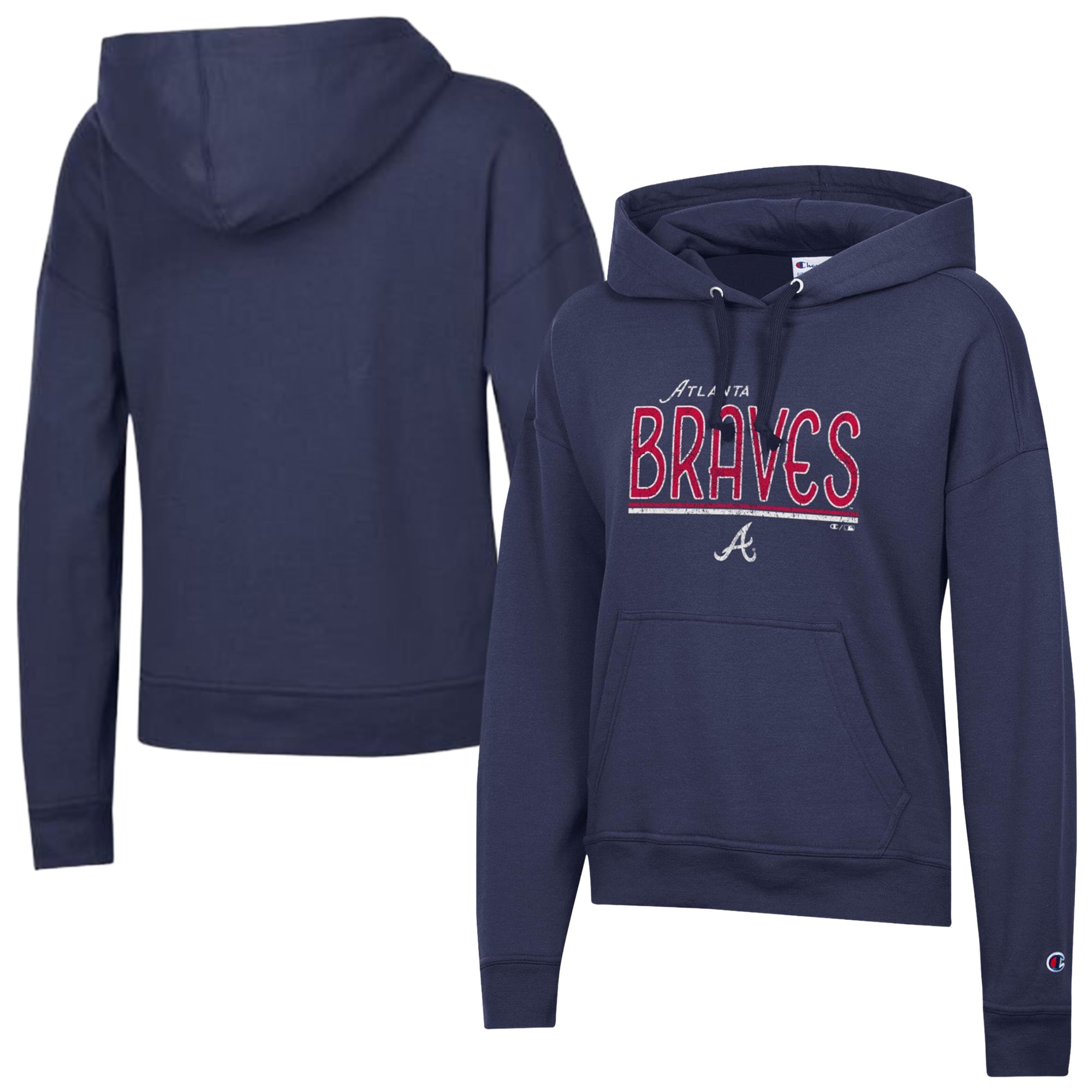 Women's Champion Athletic Navy Atlanta Braves Vintage Powerblend Hoodie