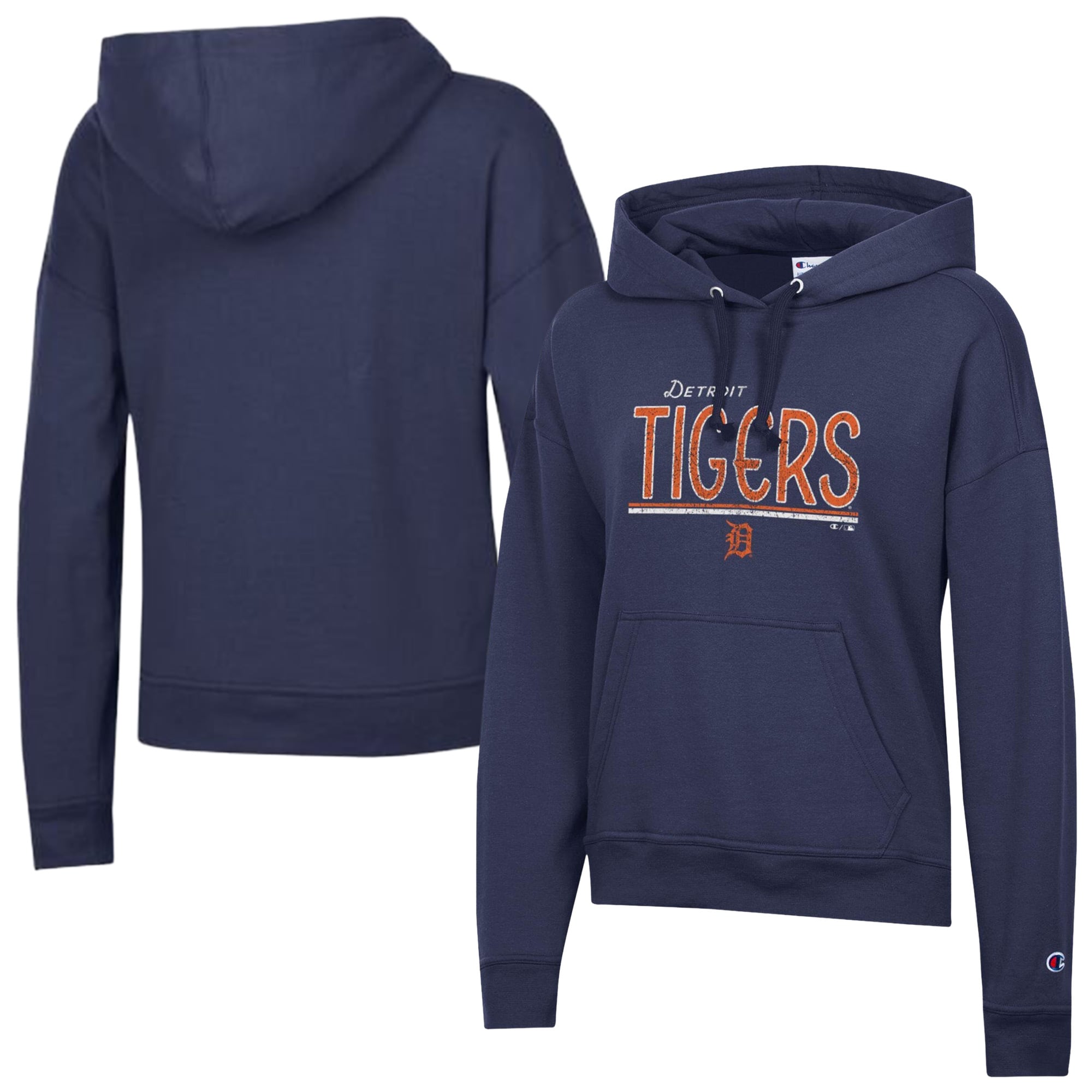 Women's Champion Athletic Navy Detroit Tigers Vintage Powerblend Hoodie