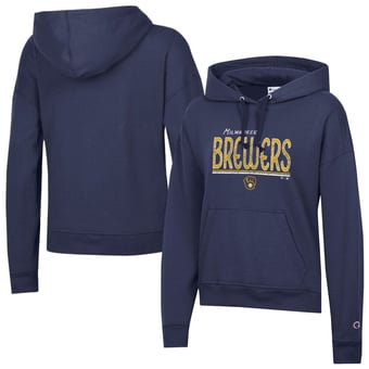 Women's Champion Navy Milwaukee Brewers Vintage Powerblend Hoodie