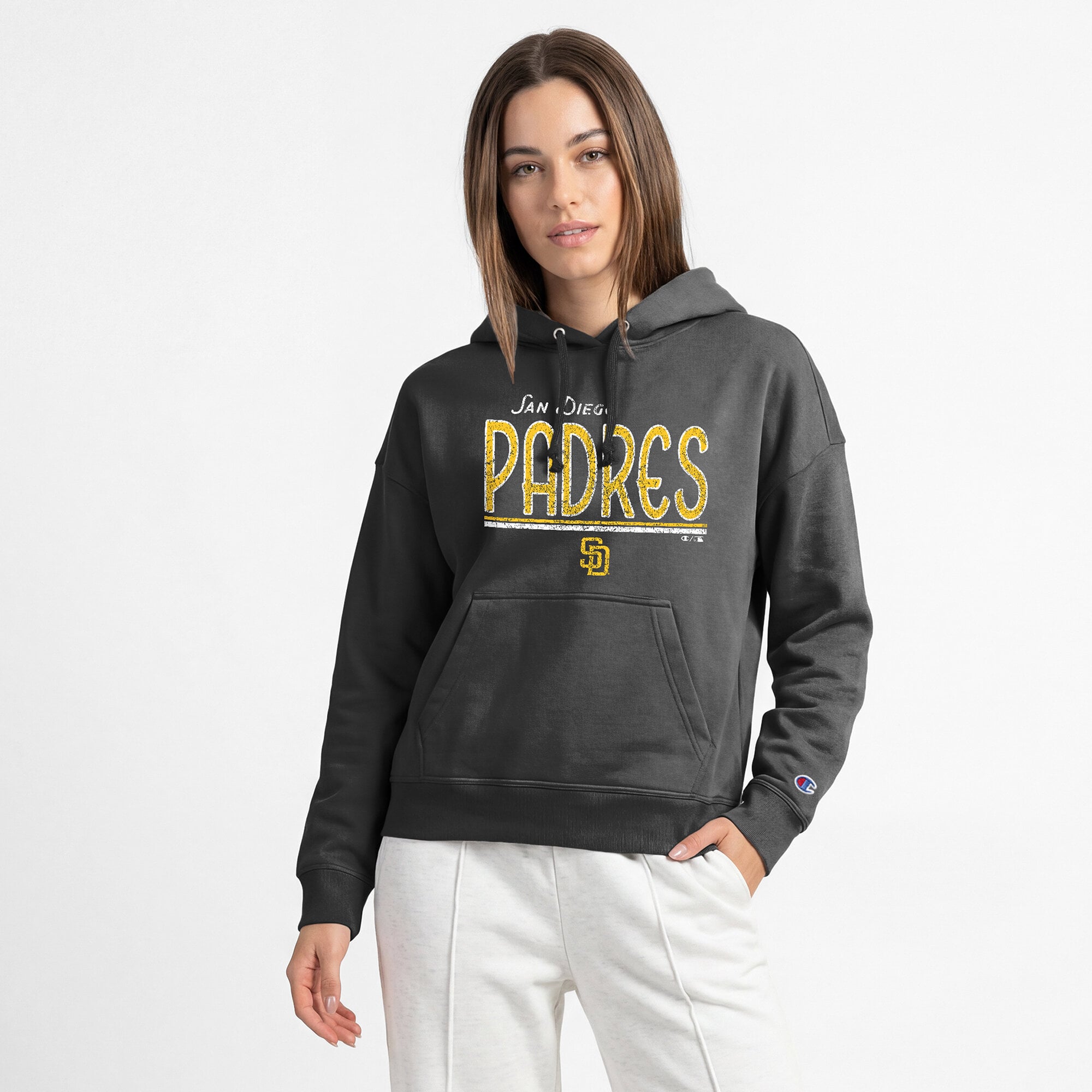 Women's Champion Black San Diego Padres Vintage Powerblend Hoodie