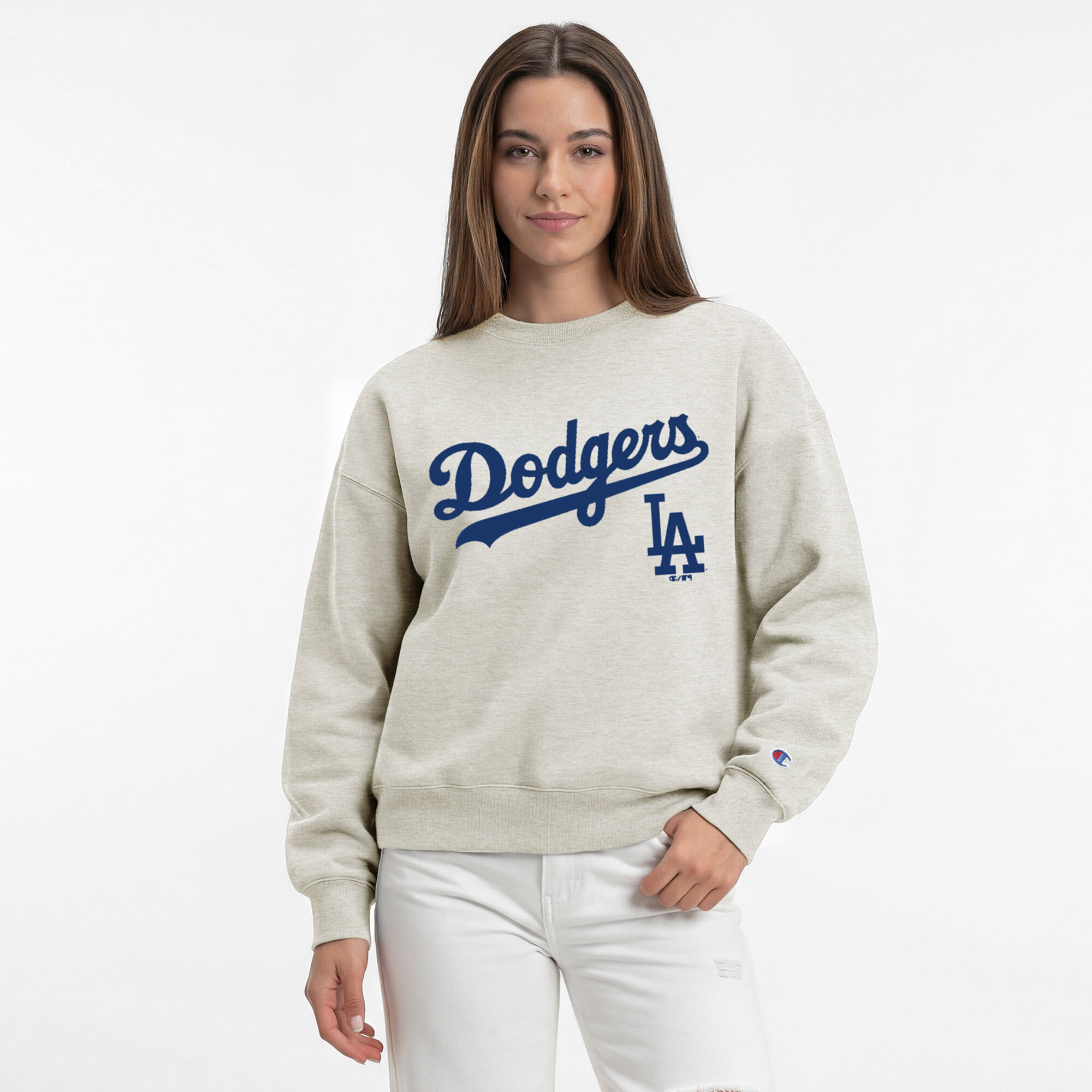 Women's Champion  Oatmeal Los Angeles Dodgers All-Star Sweatshirt