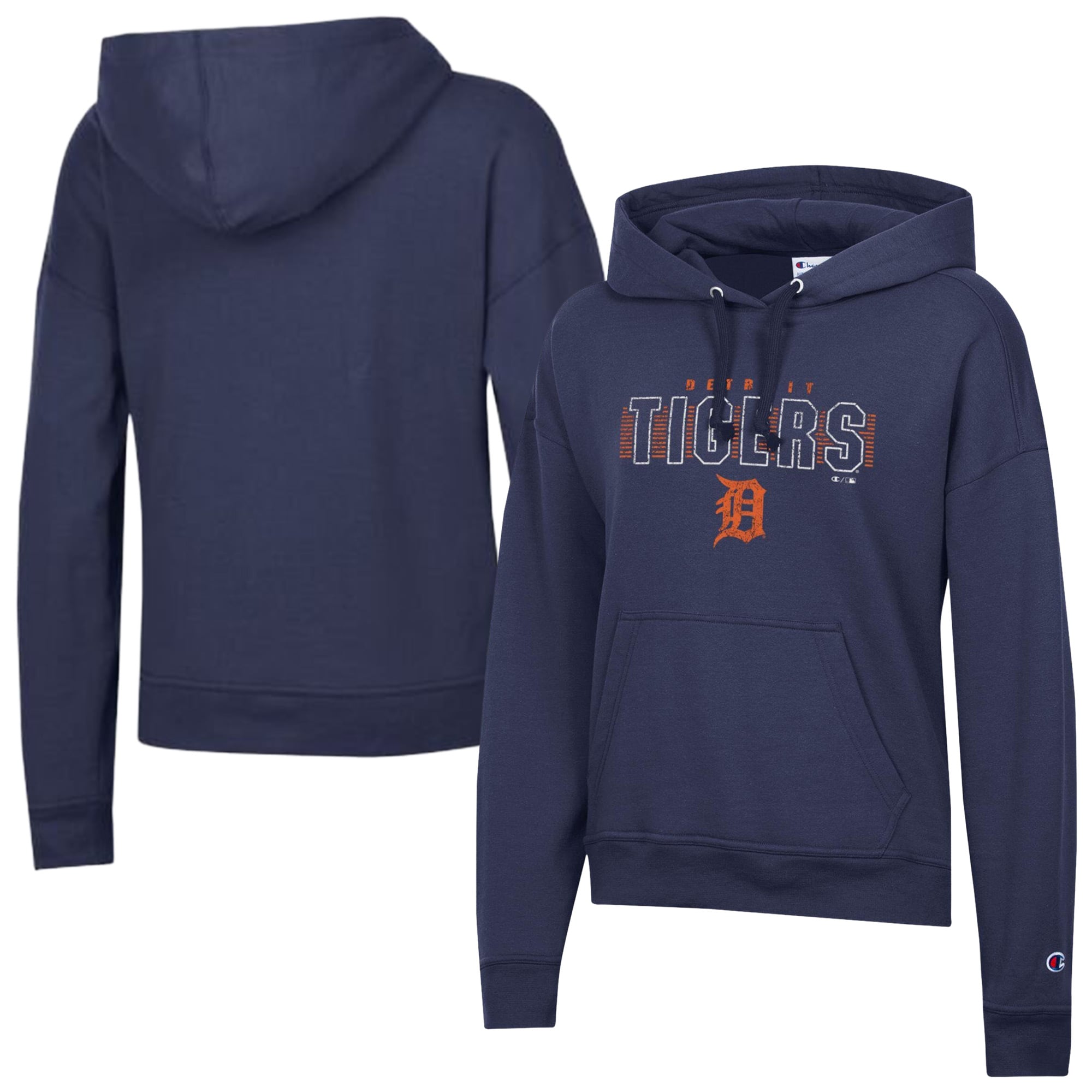 Women's Champion Athletic Navy Detroit Tigers Distressed Powerblend Hoodie