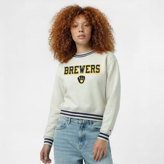 Women's Champion  Cream Milwaukee Brewers Reverse Weave Sweatshirt