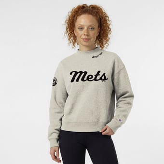 Women's Champion Stone New York Mets Triumph Tri-Blend Sweatshirt