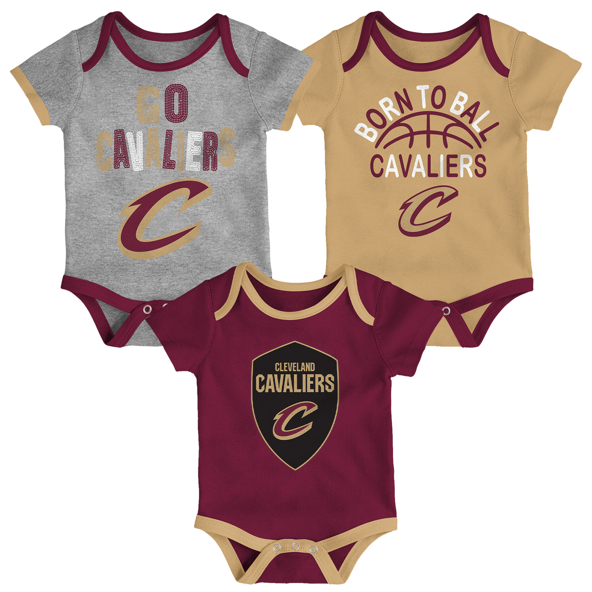 Newborn & Infant Outerstuff Cleveland Cavaliers Born To Ball 3-Pack Bodysuit Set