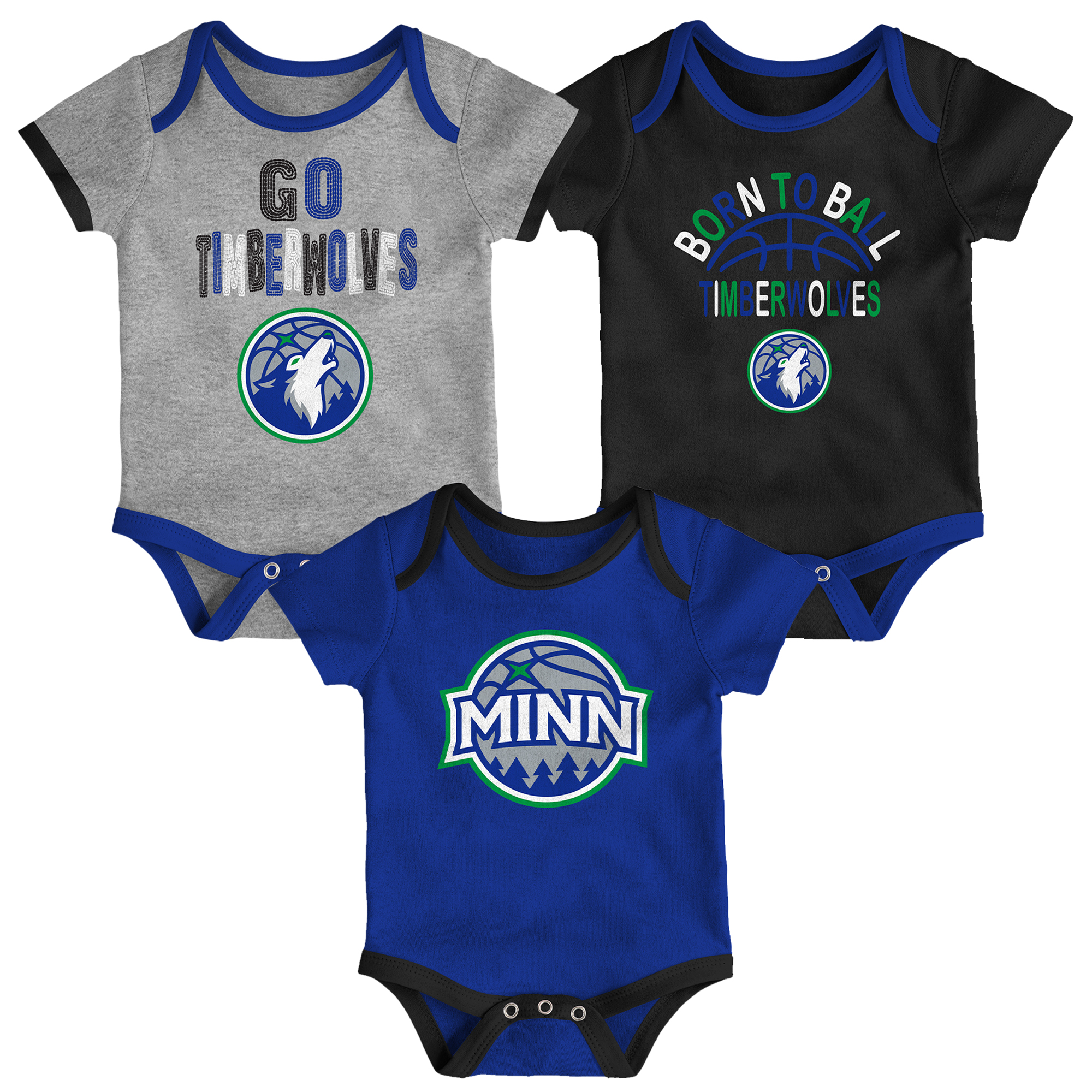 Newborn & Infant Outerstuff Minnesota Timberwolves Born To Ball 3-Pack Bodysuit Set