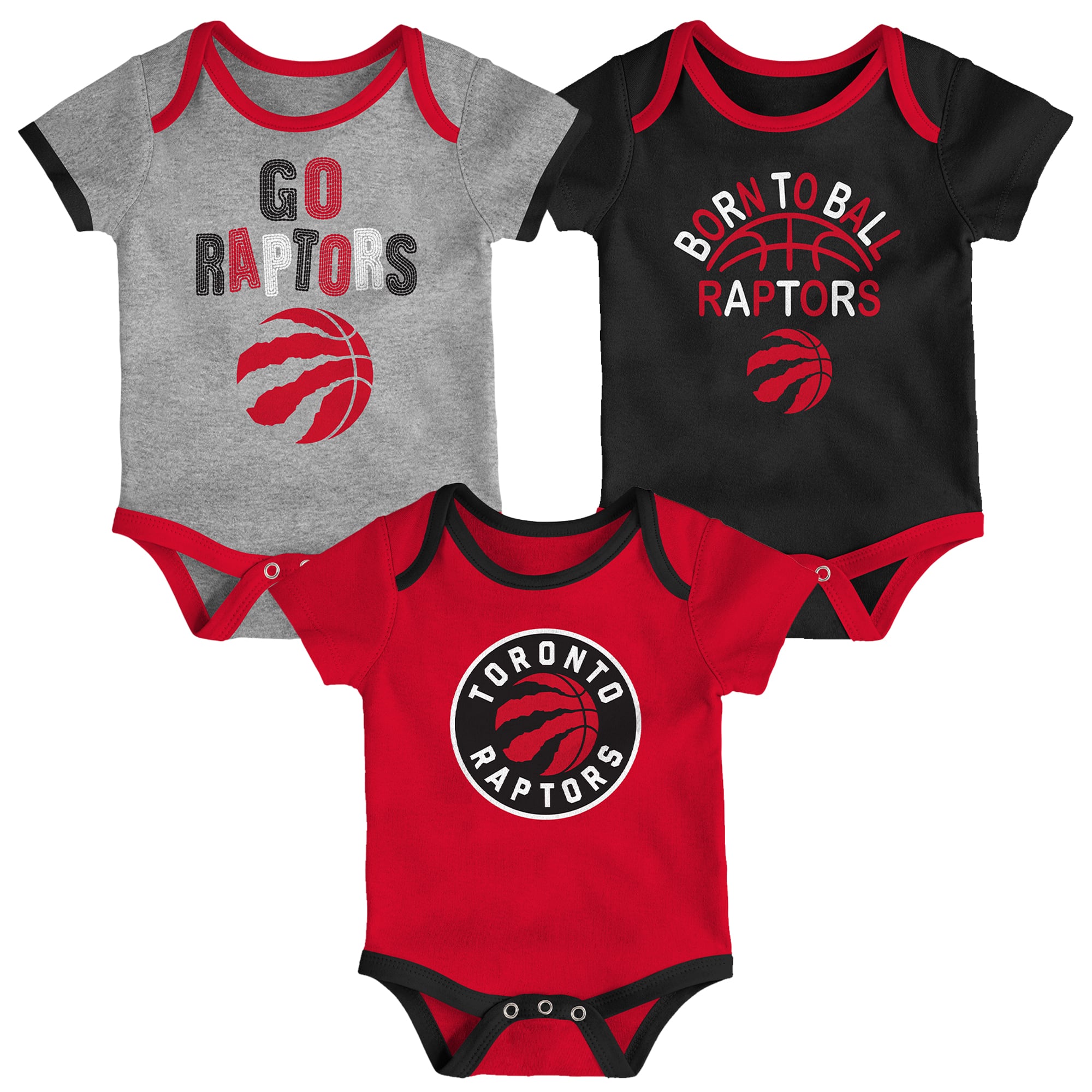 Newborn & Infant Outerstuff Toronto Raptors Born To Ball 3-Pack Bodysuit Set