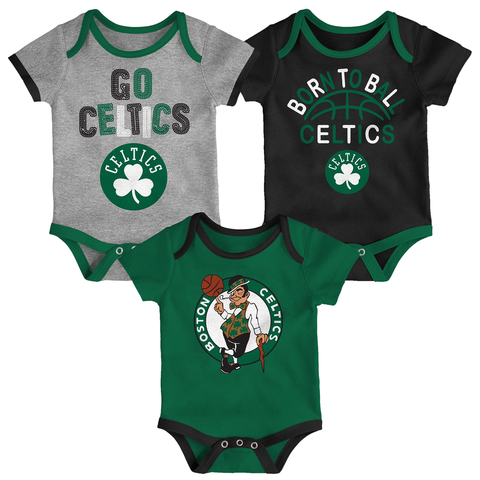 Newborn & Infant Outerstuff Boston Celtics Born To Ball 3-Pack Bodysuit Set