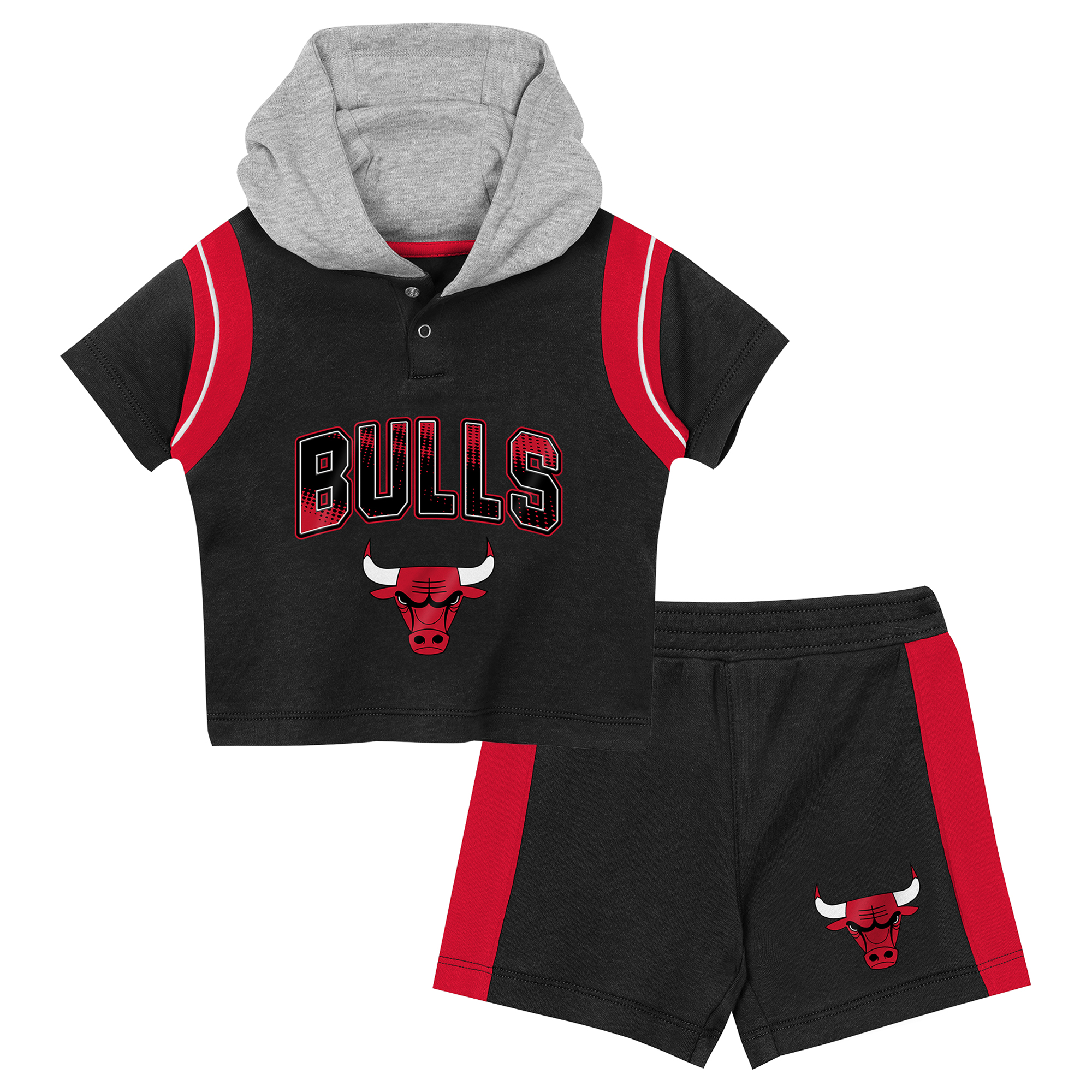 Outerstuff Baby Boys' and Girls' Black Chicago Bulls Get Back Short-Sleeve Hoodie Shorts 2-Pack Set - Black