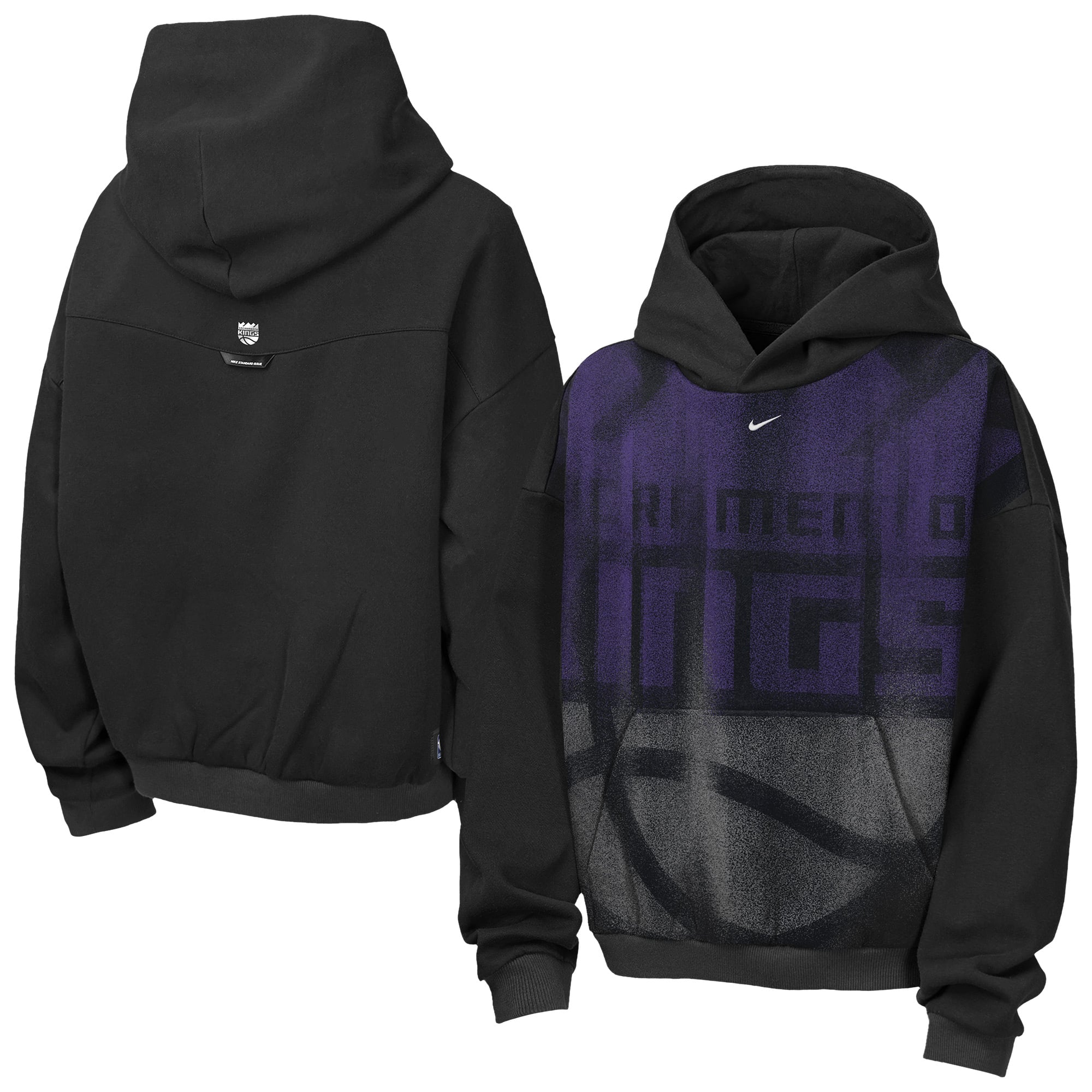 Youth Nike Black Sacramento Kings 2026/27 Standard Issue Practice Icon Fleece Pullover Hoodie