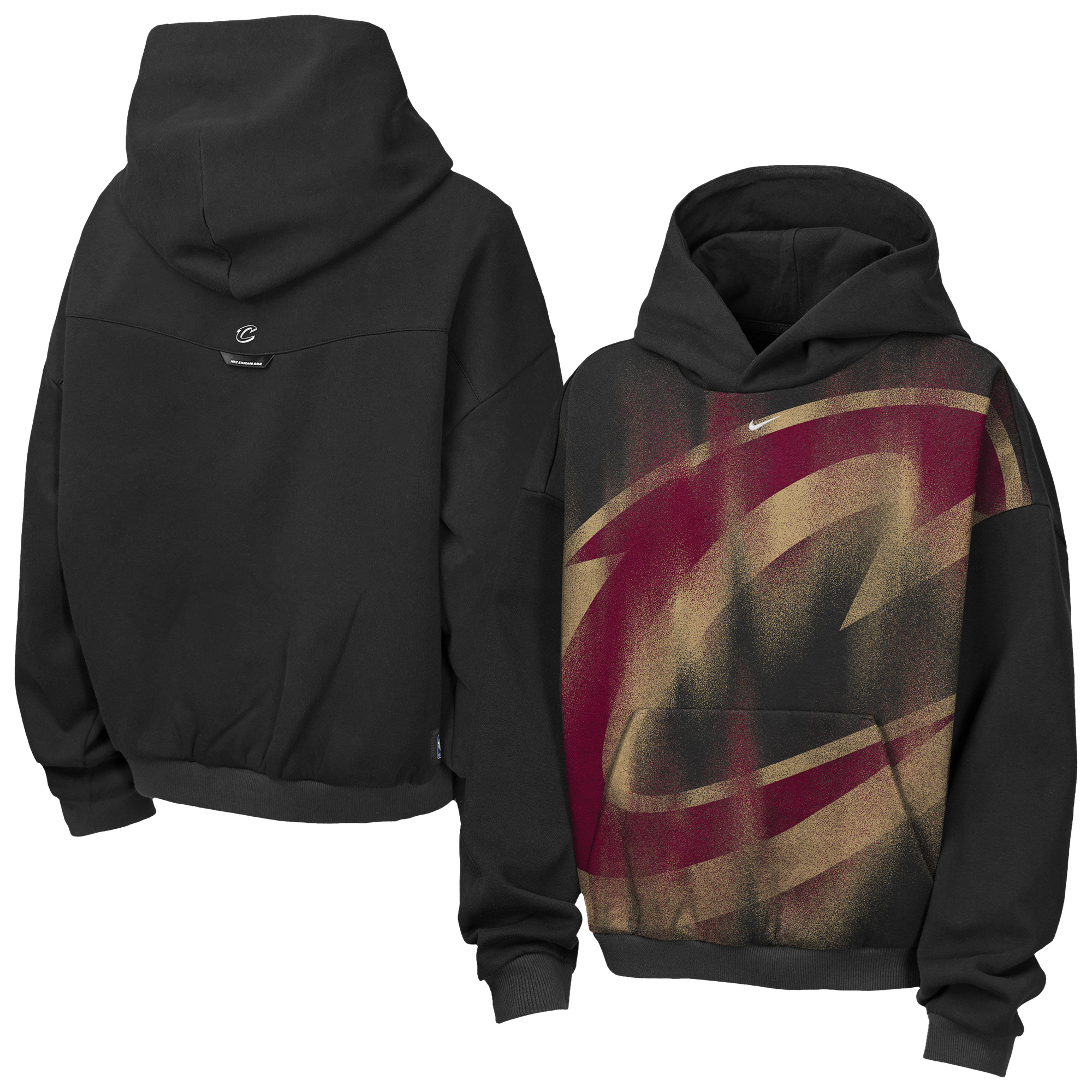 Nike Big Boys' and Girls' Black Cleveland Cavaliers 2026 Standard Issue Practice Icon Fleece Pullover Hoodie - Black