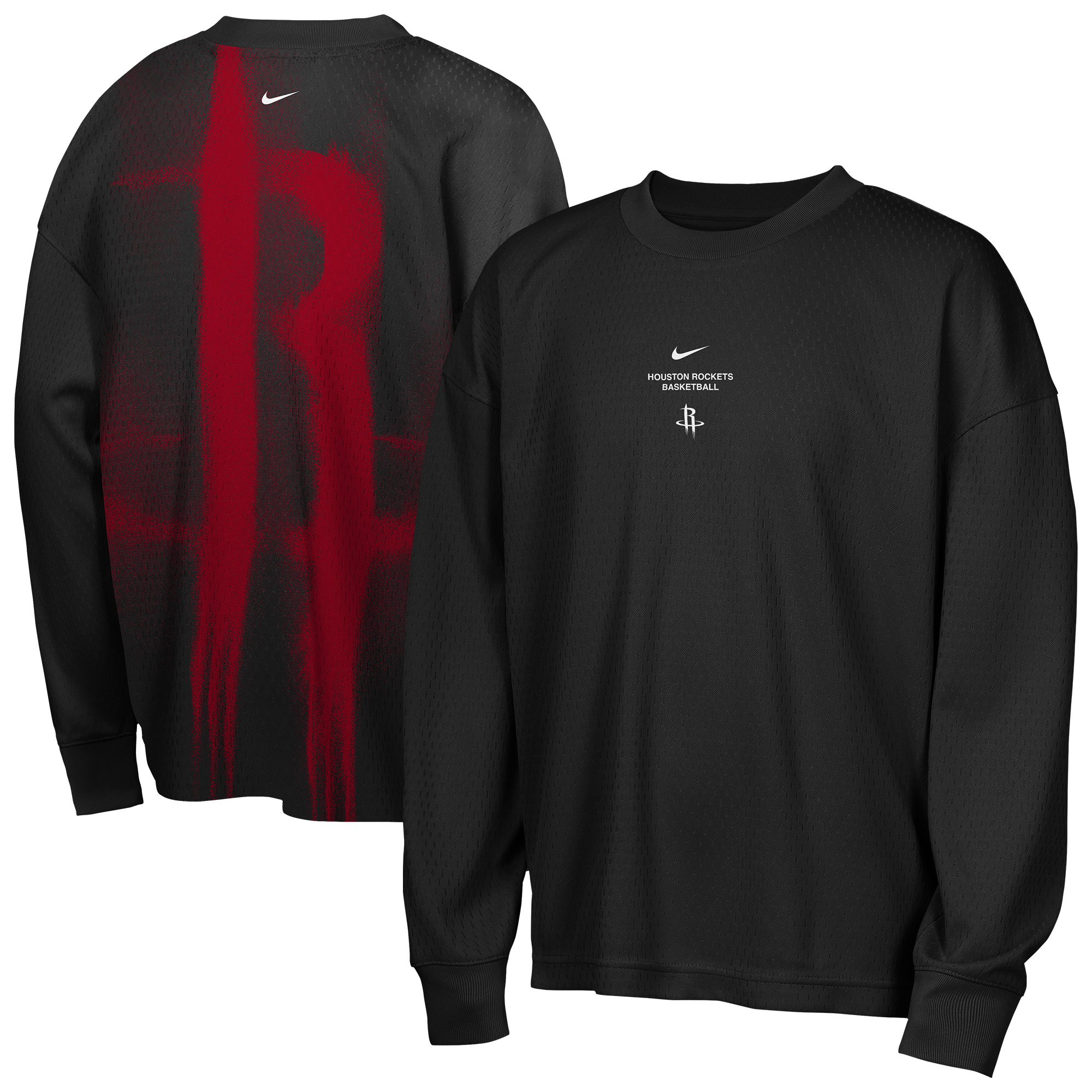 Nike Youth Houston Rockets Worn With Obsession Standard Issue Game Long Sleeve Shirt, Large, Black