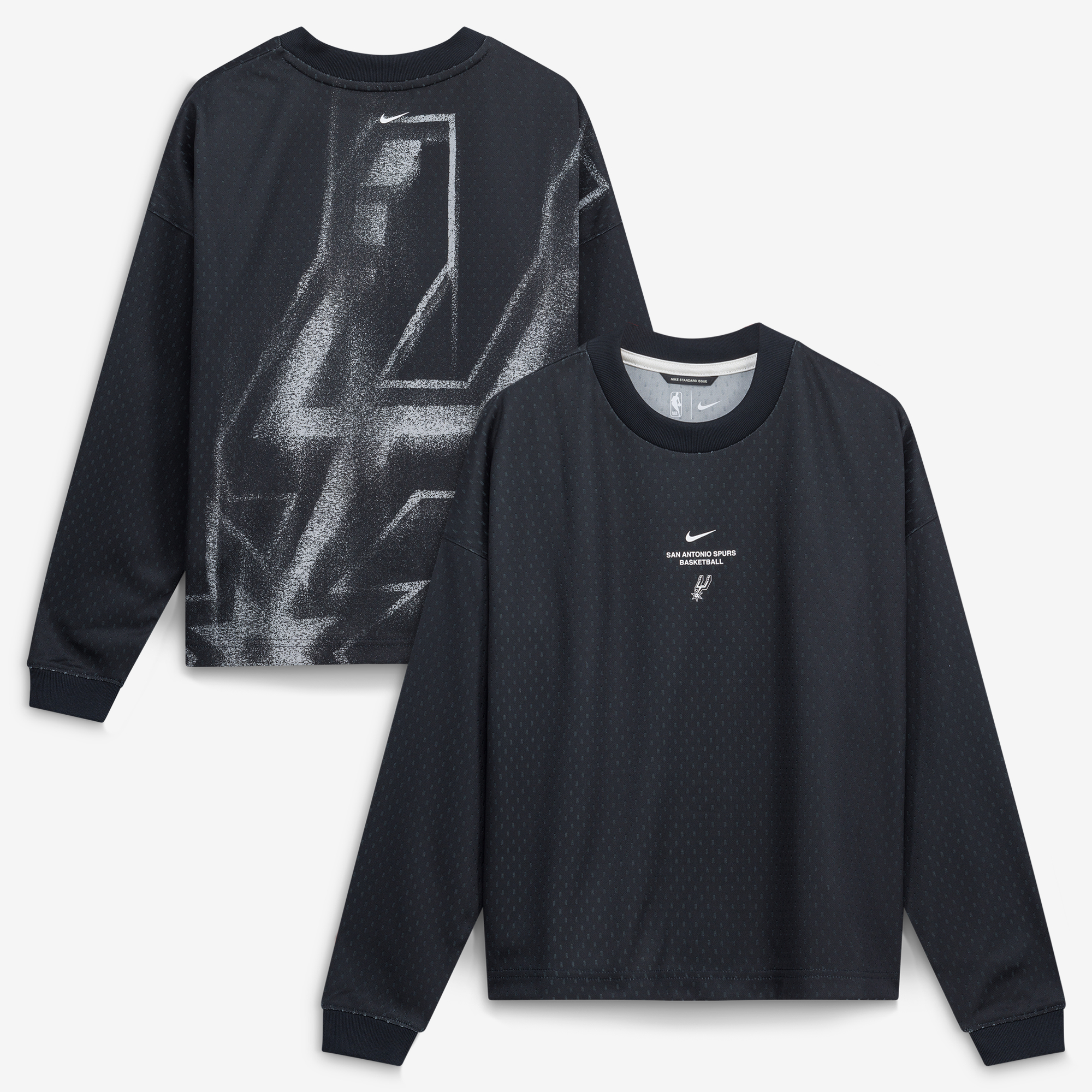 Nike Youth San Antonio Spurs Worn With Obsession Standard Issue Game Long Sleeve Shirt, Large, Black