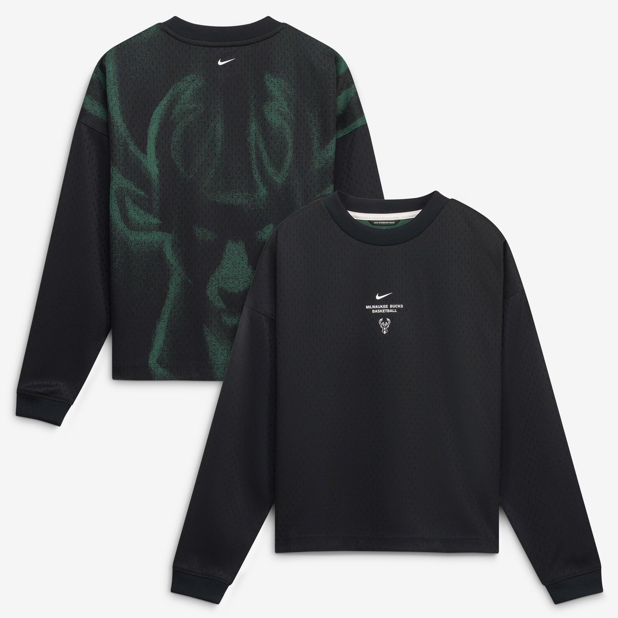 Youth Nike  Black Milwaukee Bucks 2026/27 Standard Issue Pre-Game Performance Long Sleeve T-Shirt