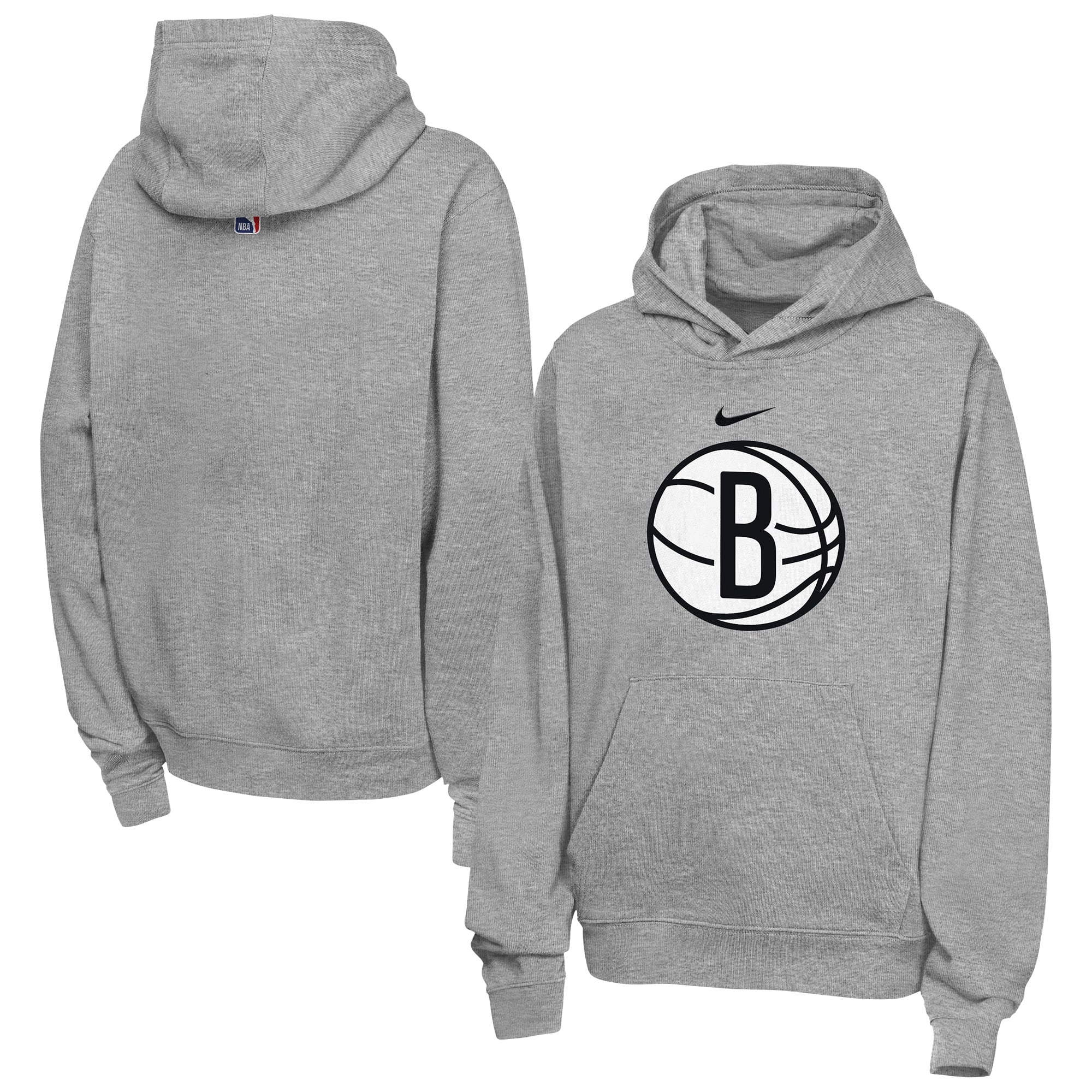 Youth Nike Heather Gray Brooklyn Nets Essential Logo Club Hoodie