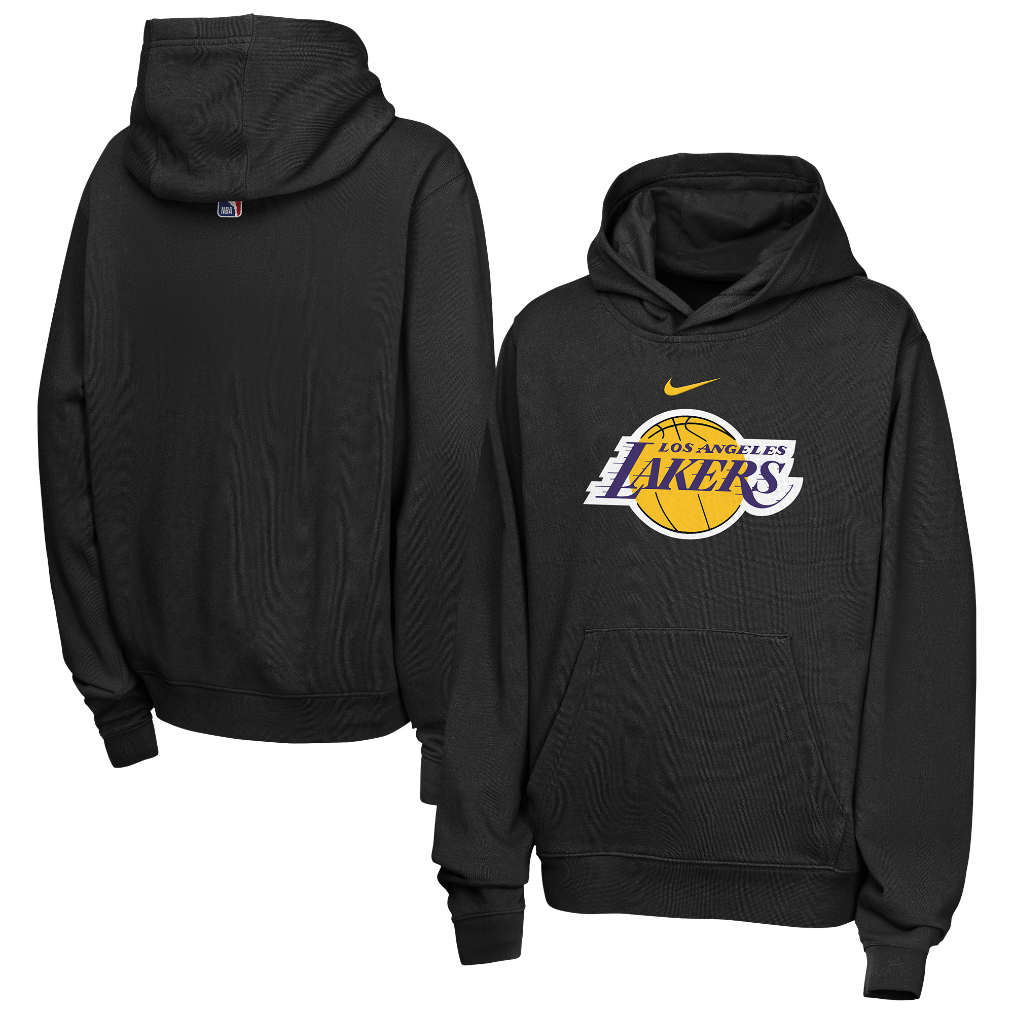 Nike Big Boys' and Girls' Black Los Angeles Lakers Essential Logo Club Hoodie - Black