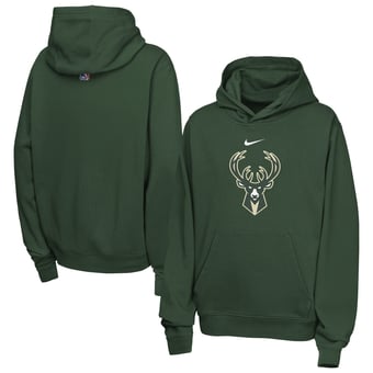 Youth Nike Hunter Green Milwaukee Bucks Essential Logo Club Hoodie