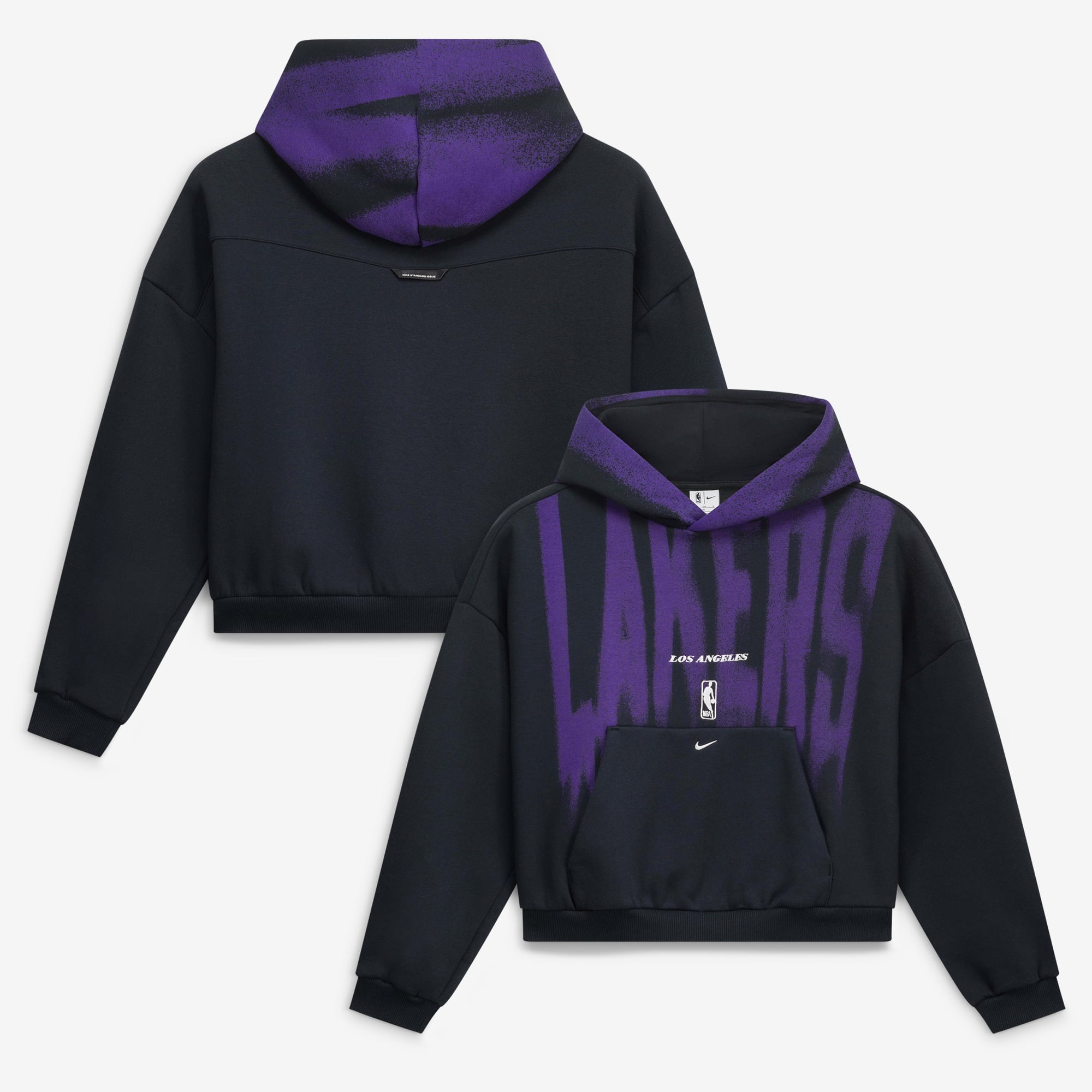 Youth Nike  Black Los Angeles Lakers 2026/27 Standard Issue Authentic Wordmark Fleece Pullover Hoodie