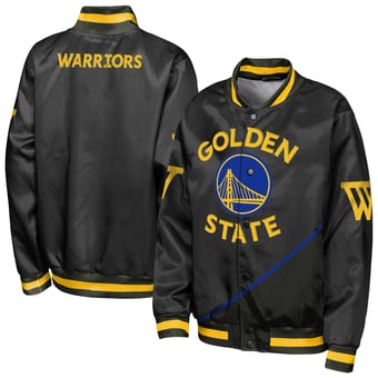 Youth Outerstuff Black Golden State Warriors Statement Edition Lightweight Full-Snap Satin Jacket