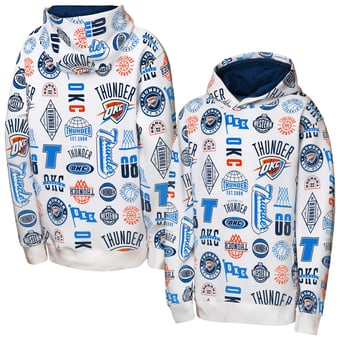 Youth Outerstuff White Oklahoma City Thunder 3-and-D Allover Hoodie