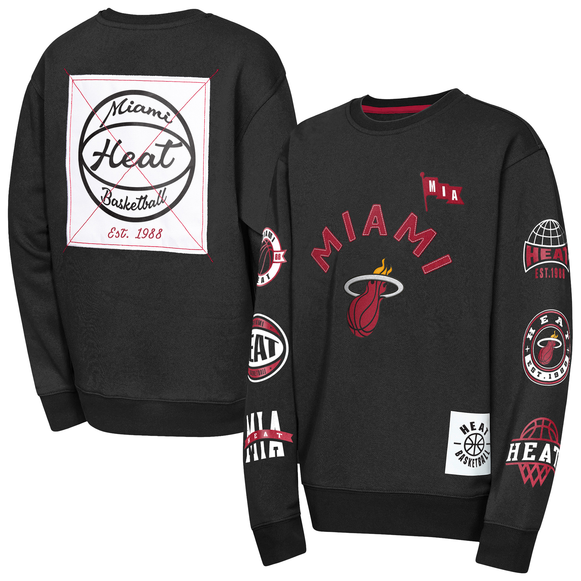 Youth Outerstuff Black Miami Heat Decorated Honor Sweatshirt