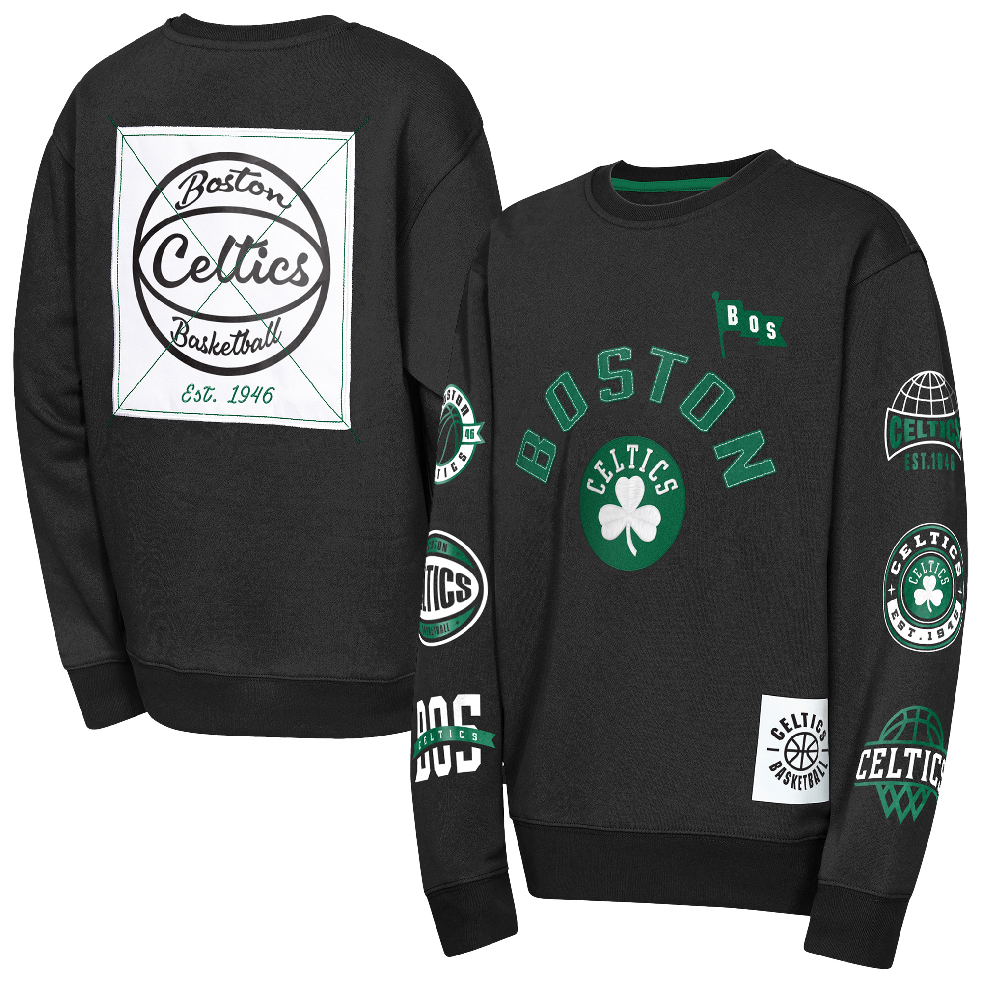 Youth Outerstuff Black Boston Celtics Decorated Honor Sweatshirt