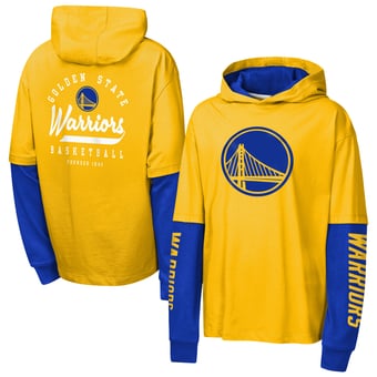 Youth Outerstuff Gold Golden State Warriors Double Nickel Oversized Faux 2fer Hooded T-Shirt