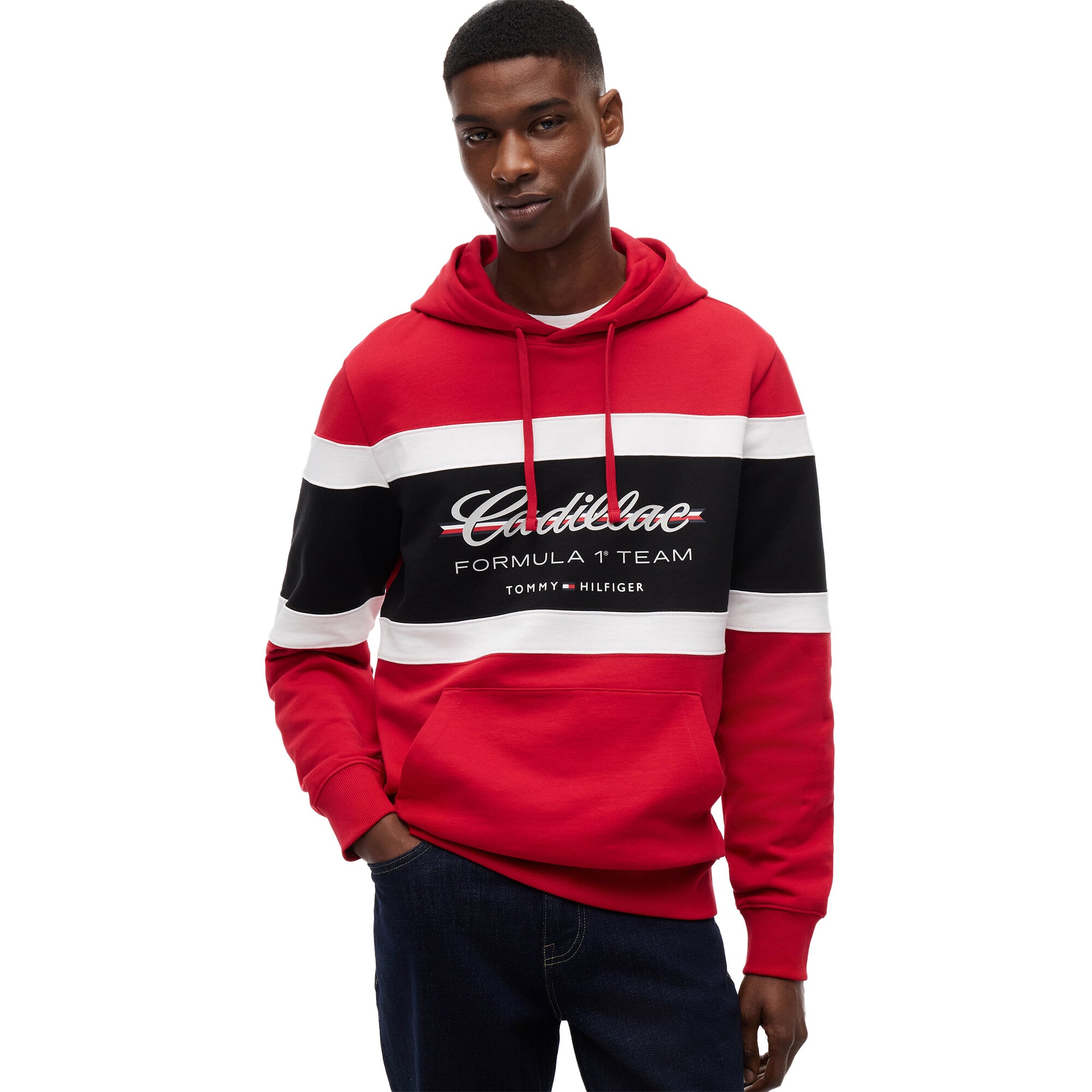 Cadillac Tommy Hilfiger Kapuzenpullover mit Einsätzen – Rot