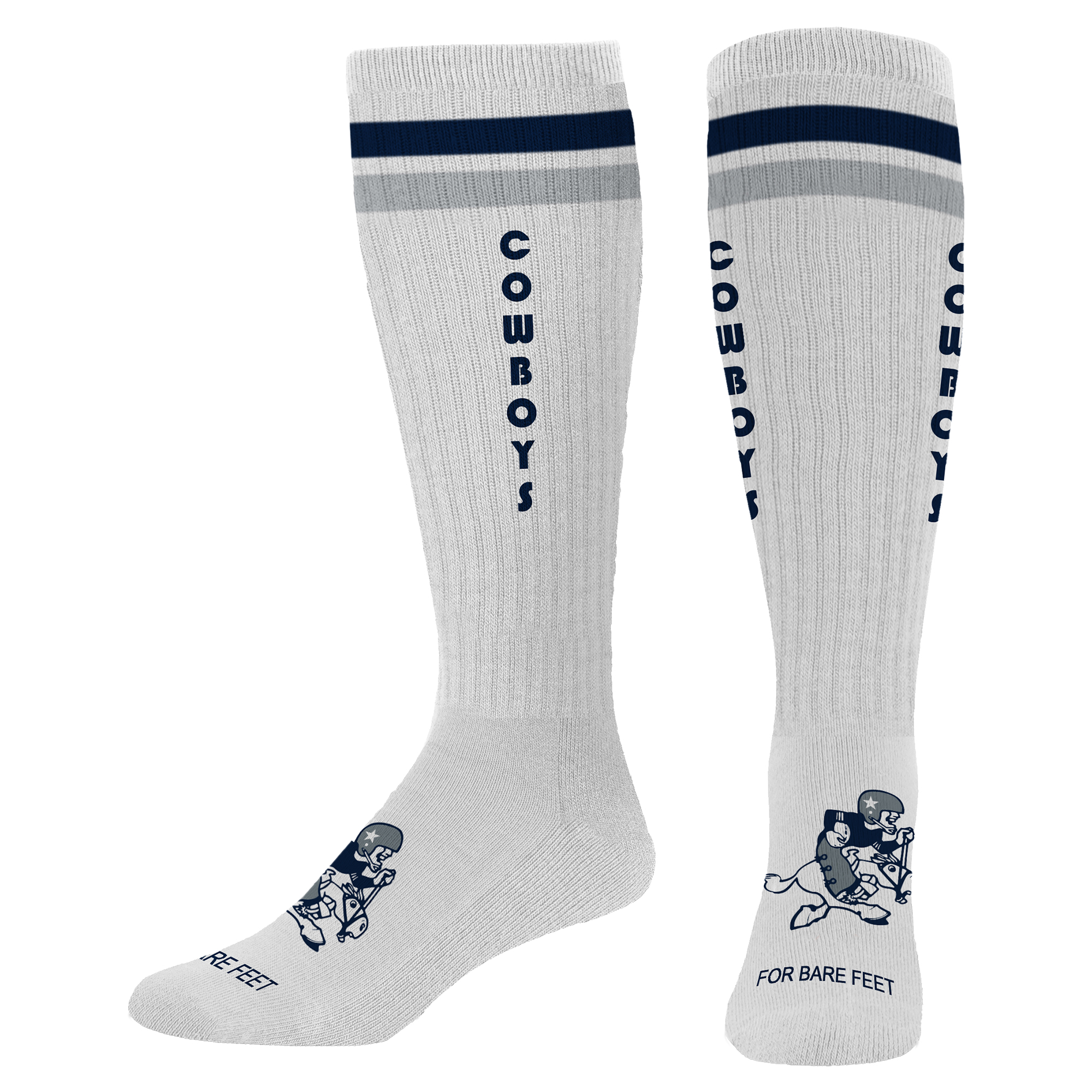 Unisex For Bare Feet  White Dallas Cowboys Vintage Tube Socks