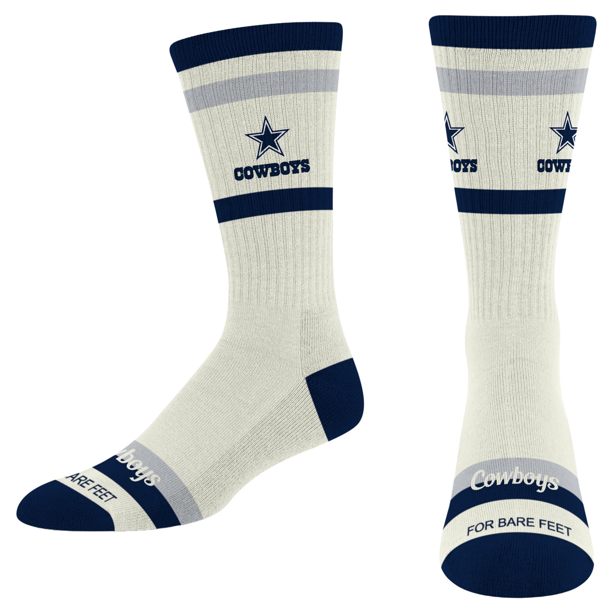 Unisex For Bare Feet Cream Dallas Cowboys Stripe Fame Crew Socks