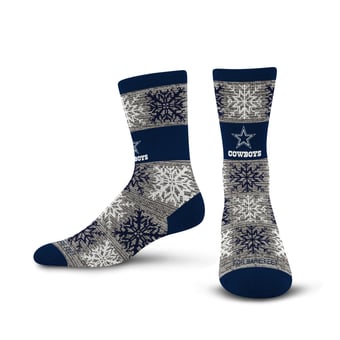 Unisex For Bare Feet Dallas Cowboys Big Snowflakes Thick Cushioned Crew Socks