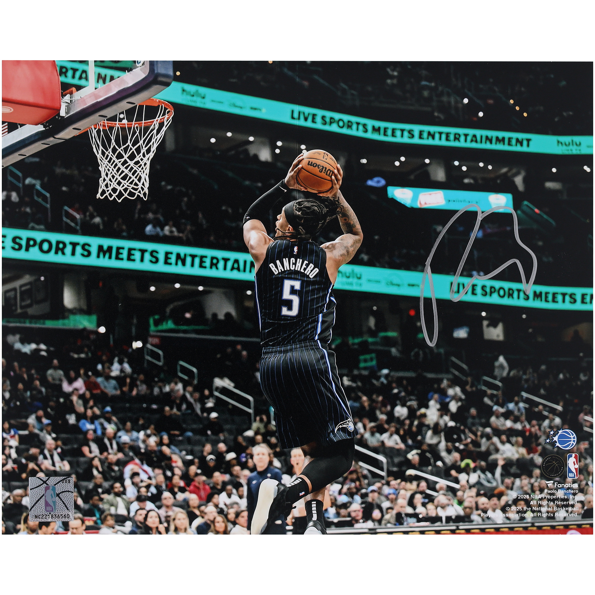 Paolo Banchero Orlando Magic Autographed 8" x 10" Dunk vs. Wizards Photograph