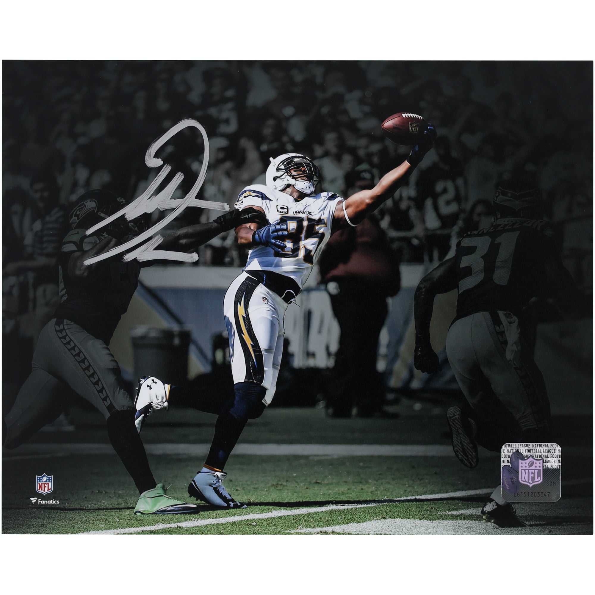 Antonio Gates San Diego Chargers Autographed 8" x 10" One Handed Catch Spotlight Photograph