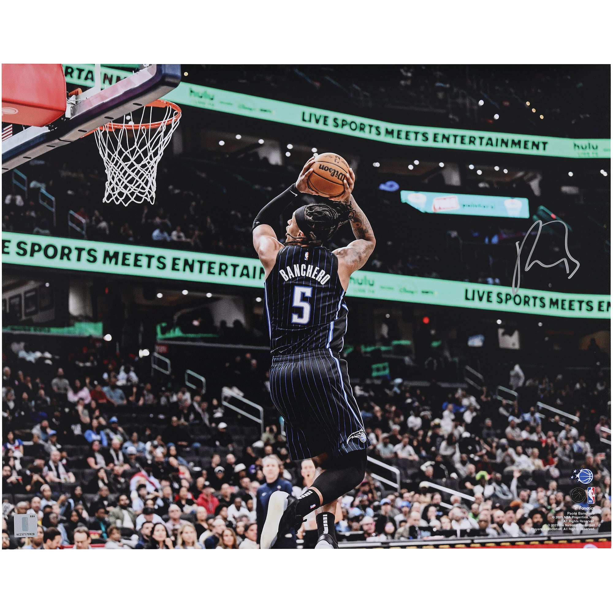 Paolo Banchero Orlando Magic Autographed 16" x 20" Dunk vs. Wizards Photograph