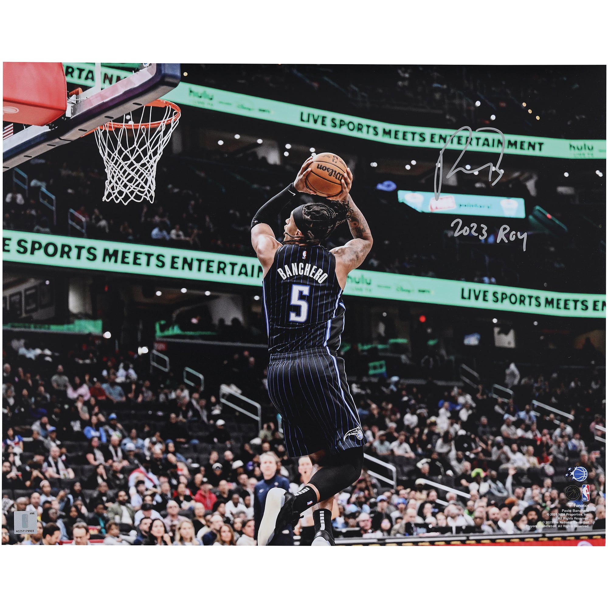 Paolo Banchero Orlando Magic Autographed 16" x 20" Dunk vs. Wizards Photograph with "2023 ROY" Inscription